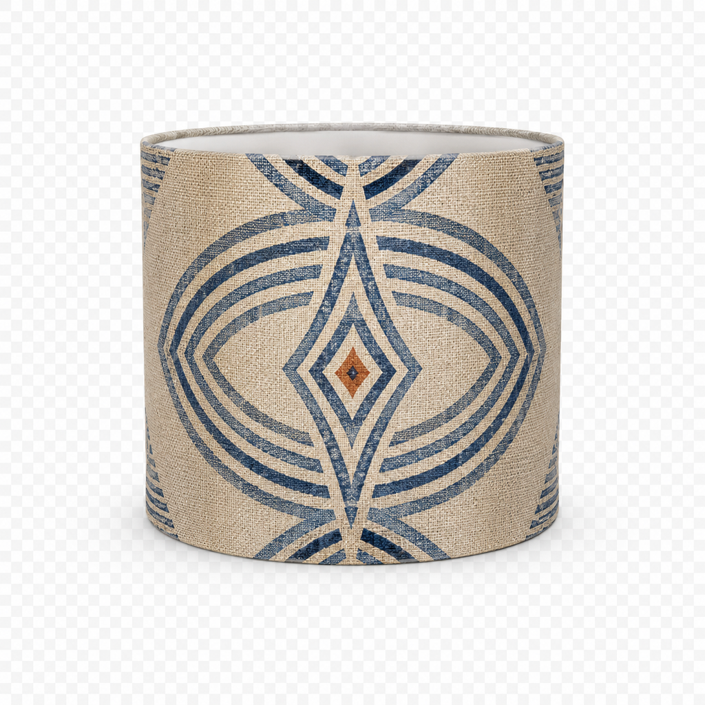Zebra Rhythm Indigo Weave — Drum Lamp Shade
