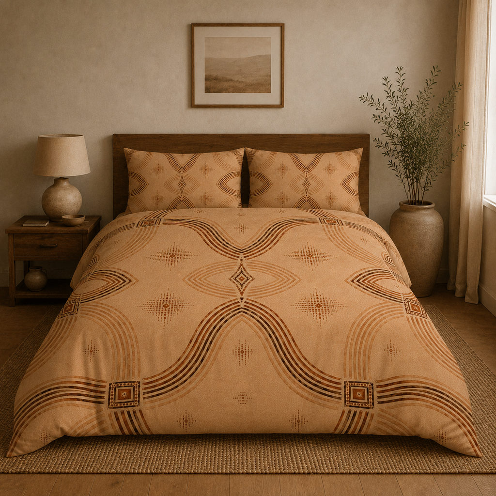 Zebra Rhythm Terracotta Junction — Duvet Cover