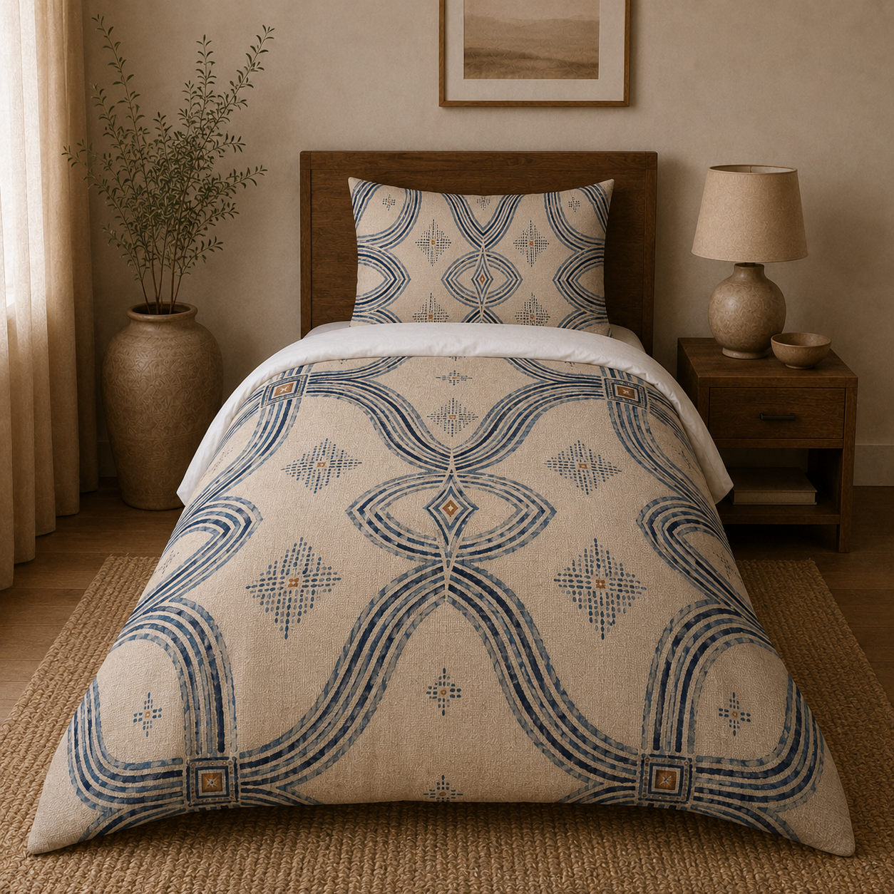 Zebra Rhythm Indigo Weave — Duvet Cover
