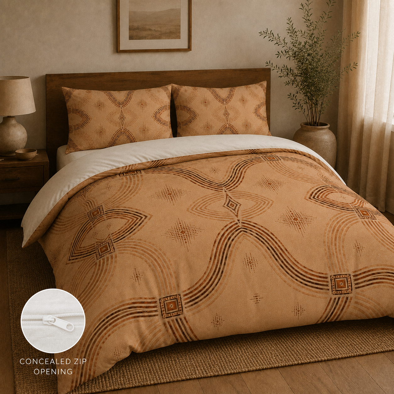 Zebra Rhythm Terracotta Junction — Duvet Cover