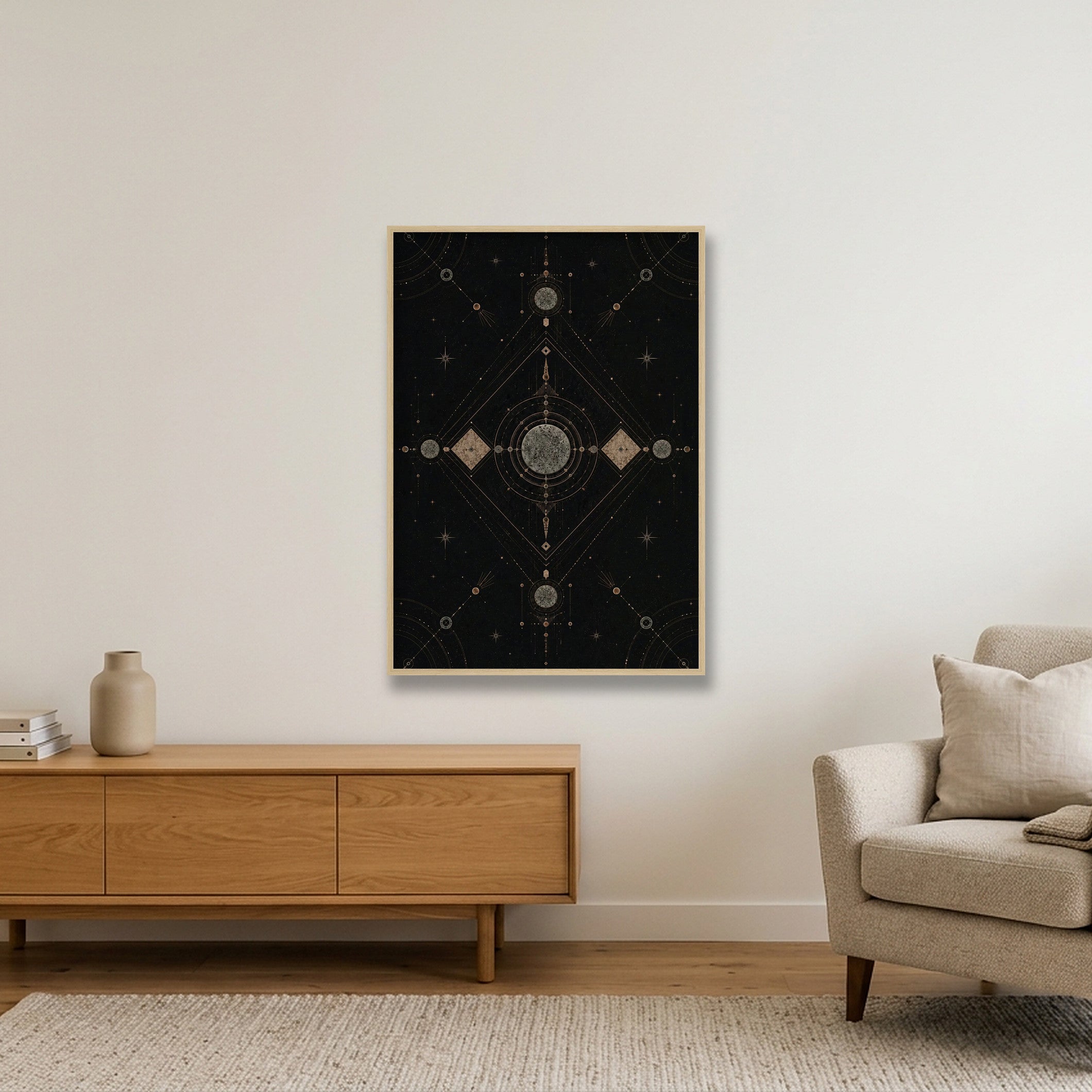 Elemental Axis Sacred Atmosphere — 70×100cm, 28×39" Oak Frame