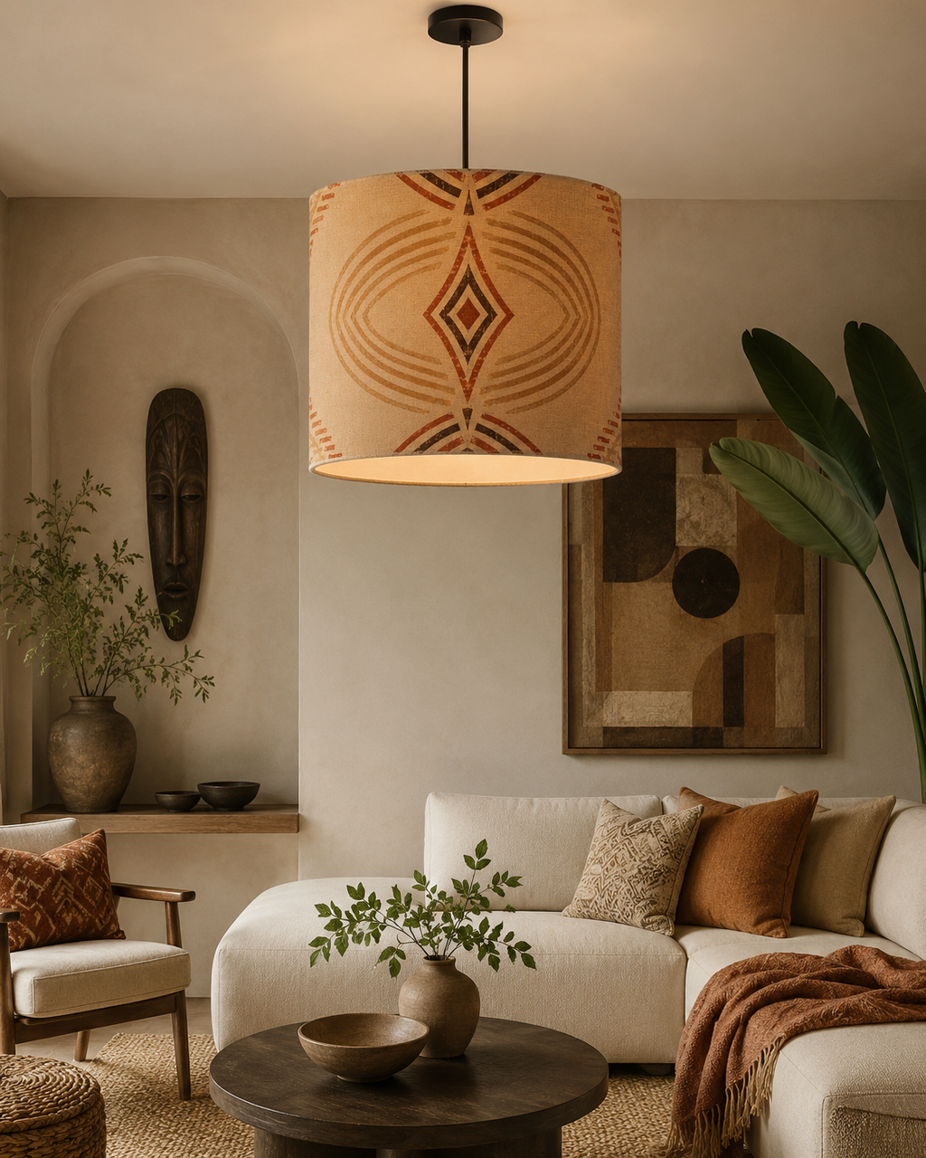 Zebra Rhythm Terracotta Junction — Drum Lamp Shade