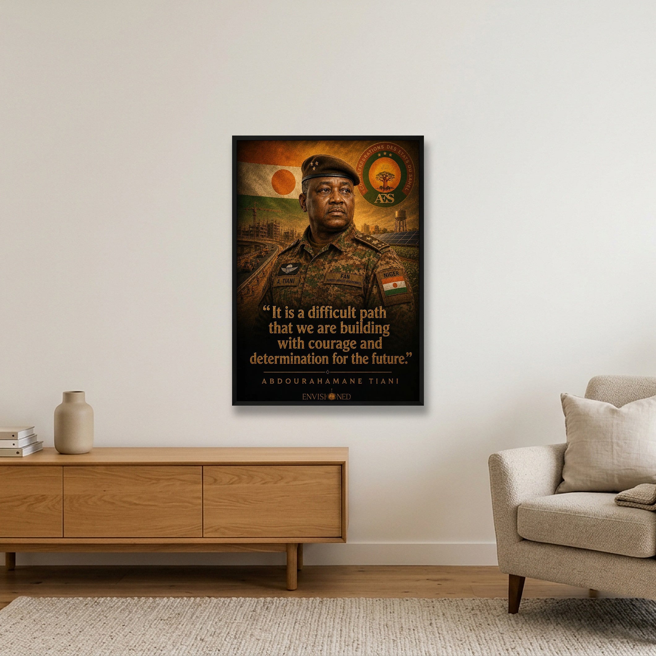 Abdourahamane_tiani_Legacy_speaks — 70×100cm, 28×39" Black Frame