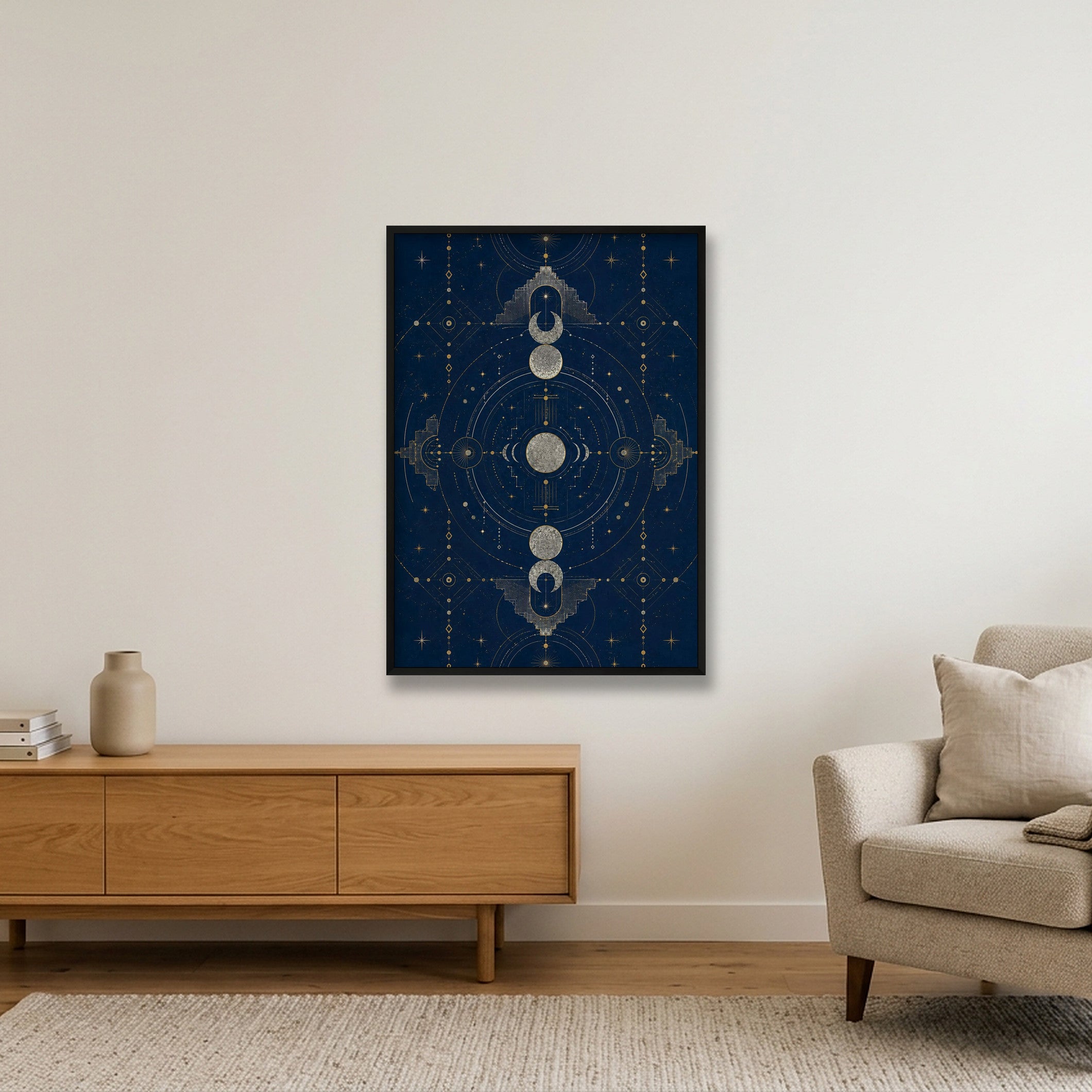 Moon Temple Sacred Atmosphere — 70×100cm, 28×39" Black Frame