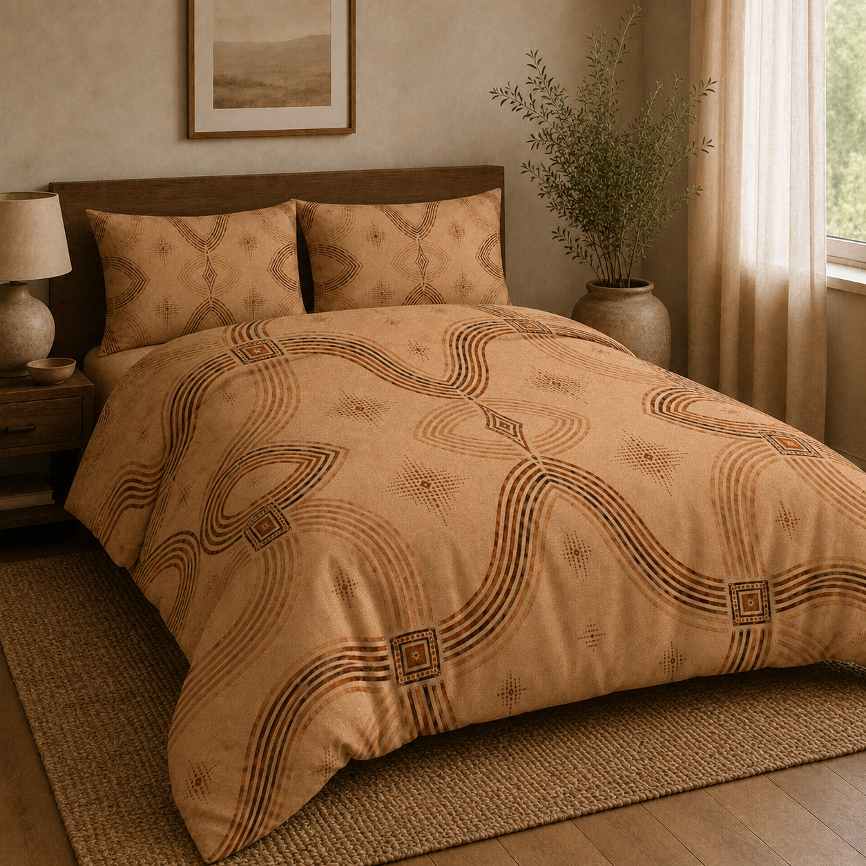 Zebra Rhythm Terracotta Junction — Duvet Cover