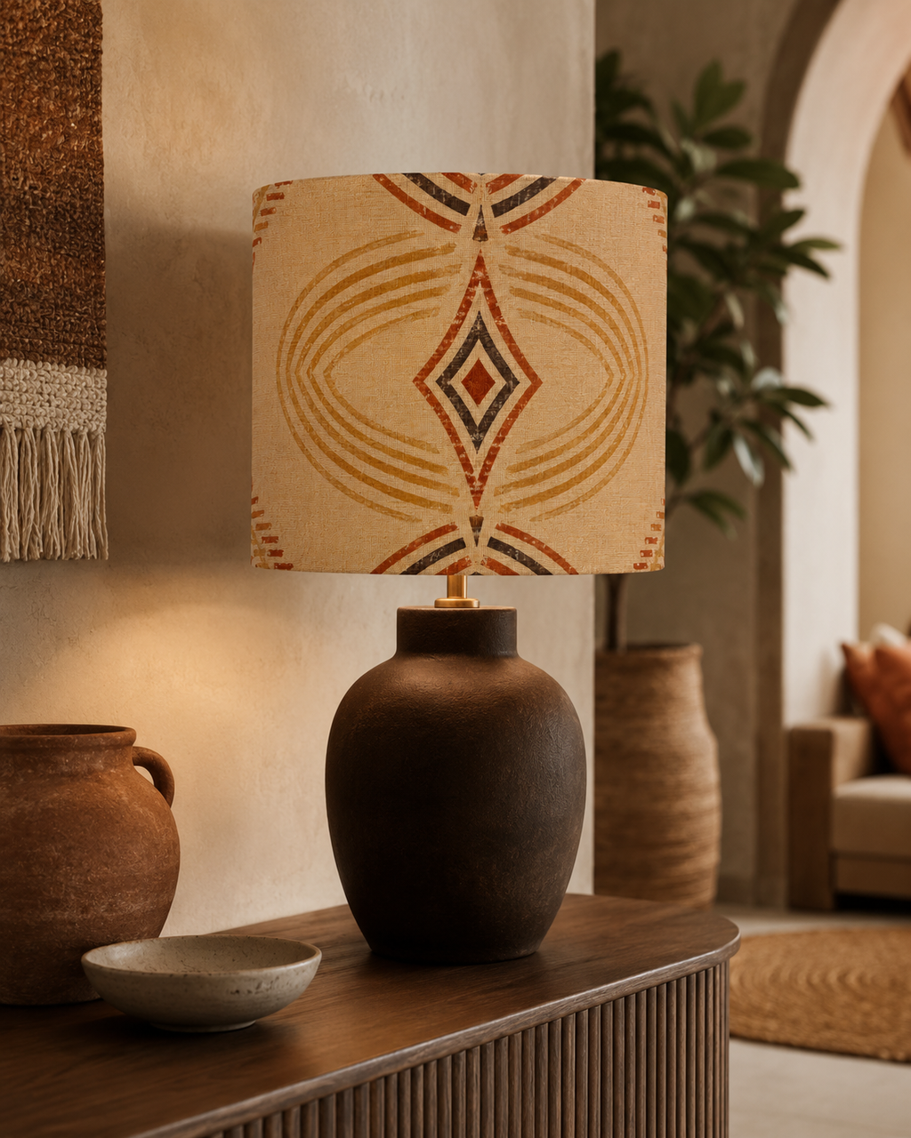 Zebra Rhythm Terracotta Junction — Drum Lamp Shade