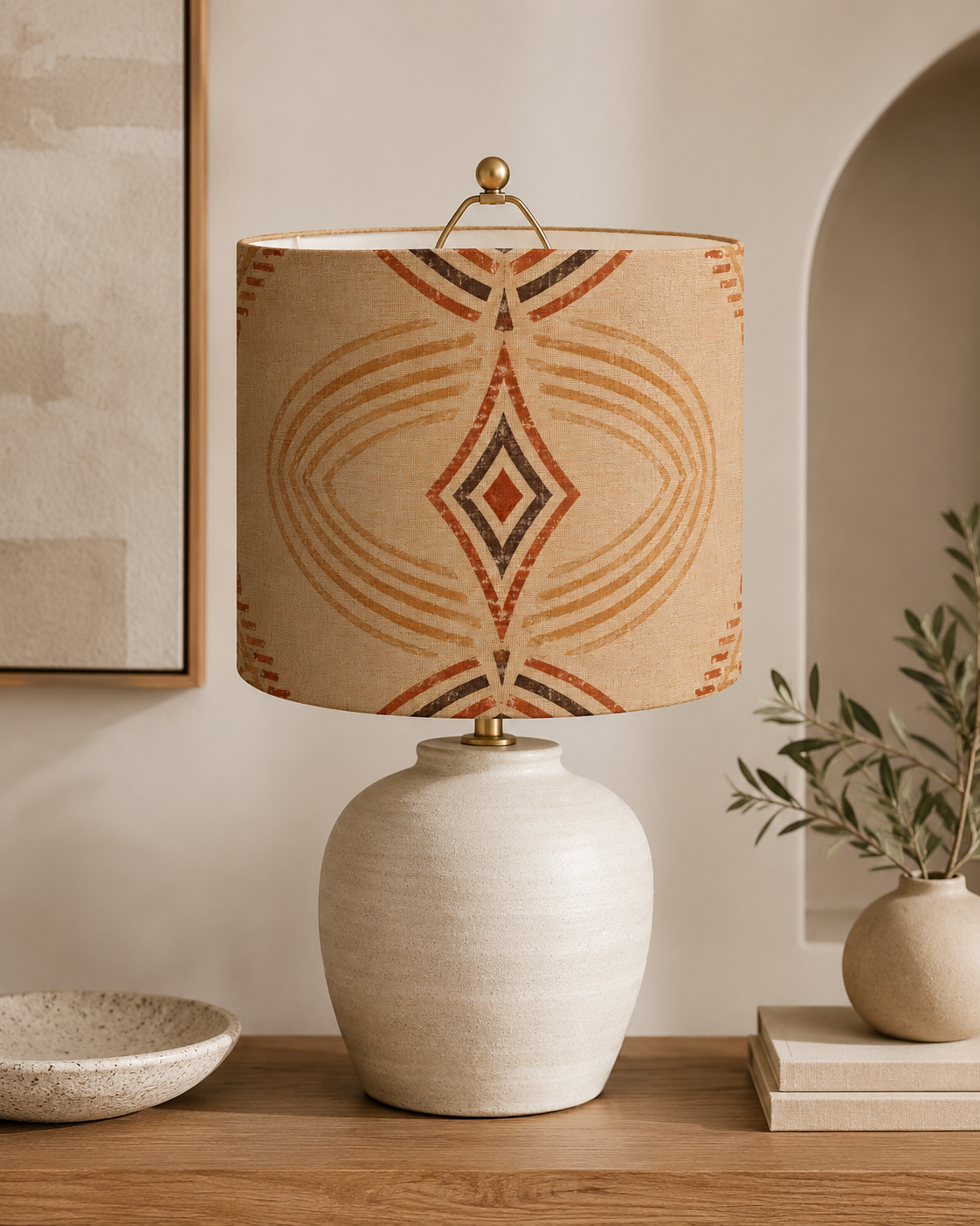Zebra Rhythm Terracotta Junction — Drum Lamp Shade