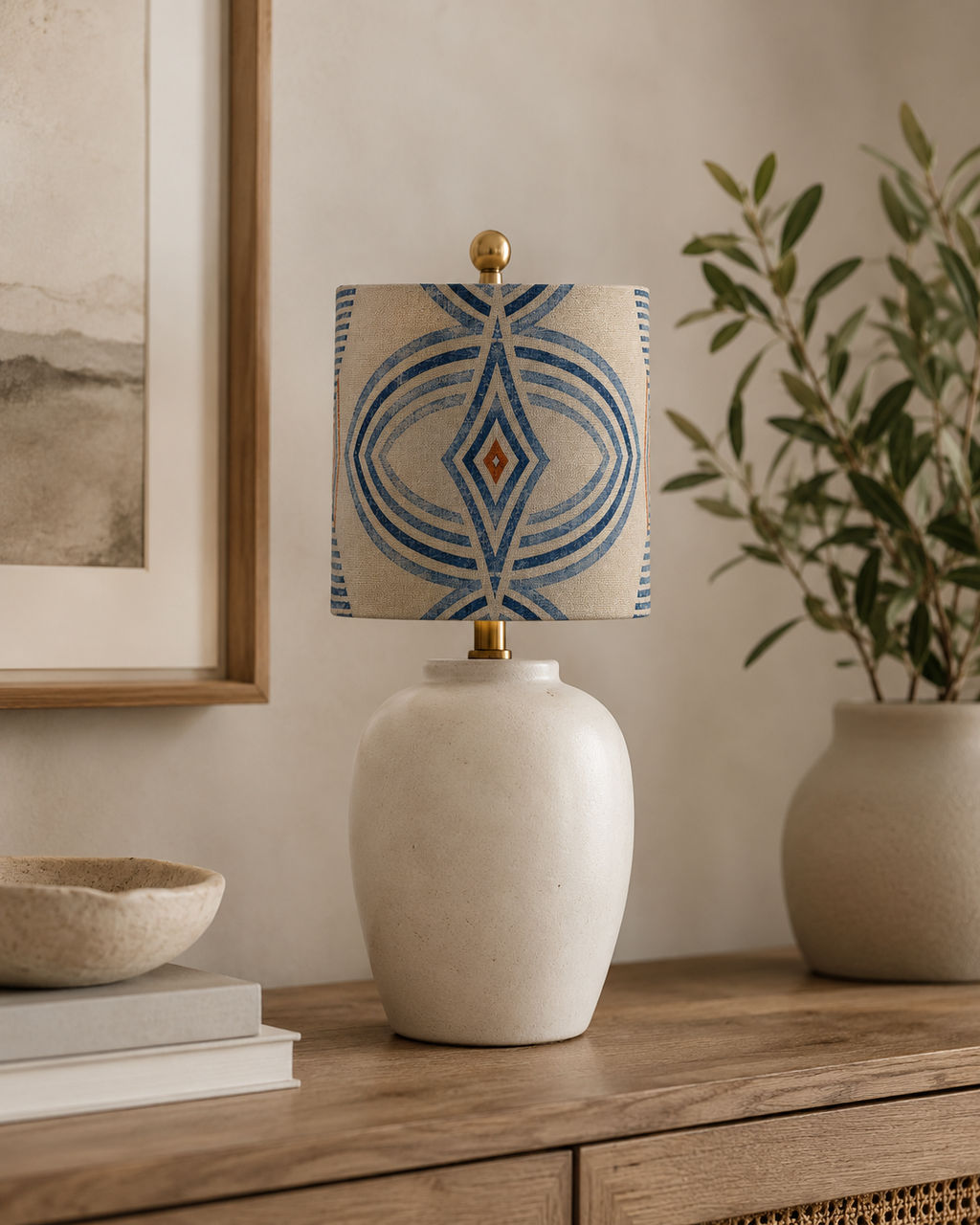 Zebra Rhythm Indigo Weave — Drum Lamp Shade