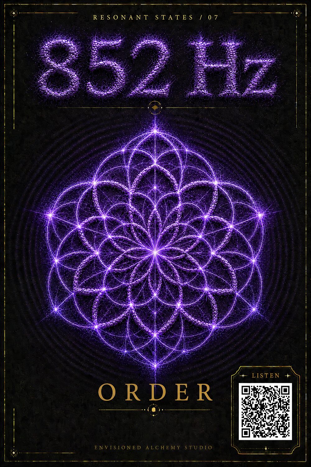 852 Hz Resonant States Frequency Cymatic Fine Art Print