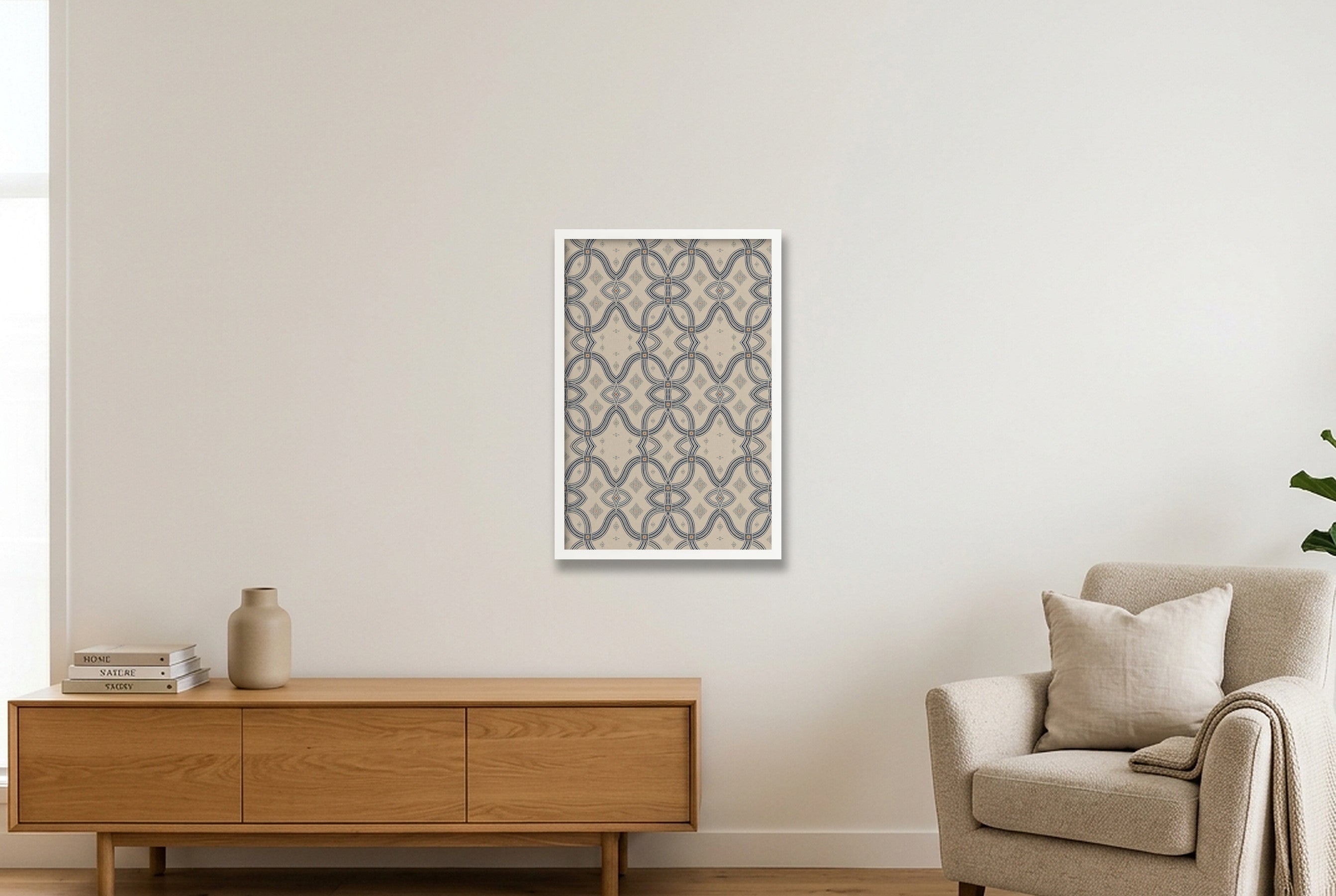 Zebra Rhythm Indigo Weave - Fine Art Giclée Print — 40×60cm, 16×24" White Frame