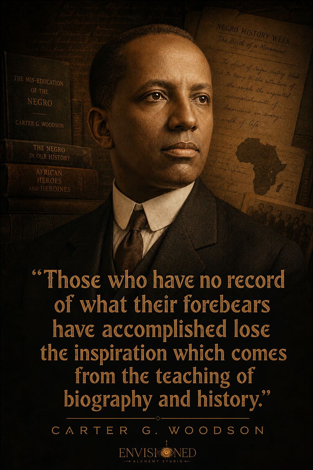 Carter G. Woodson Quote Wall Art, Father of Black History Giclée Print — Those Who Have No Record