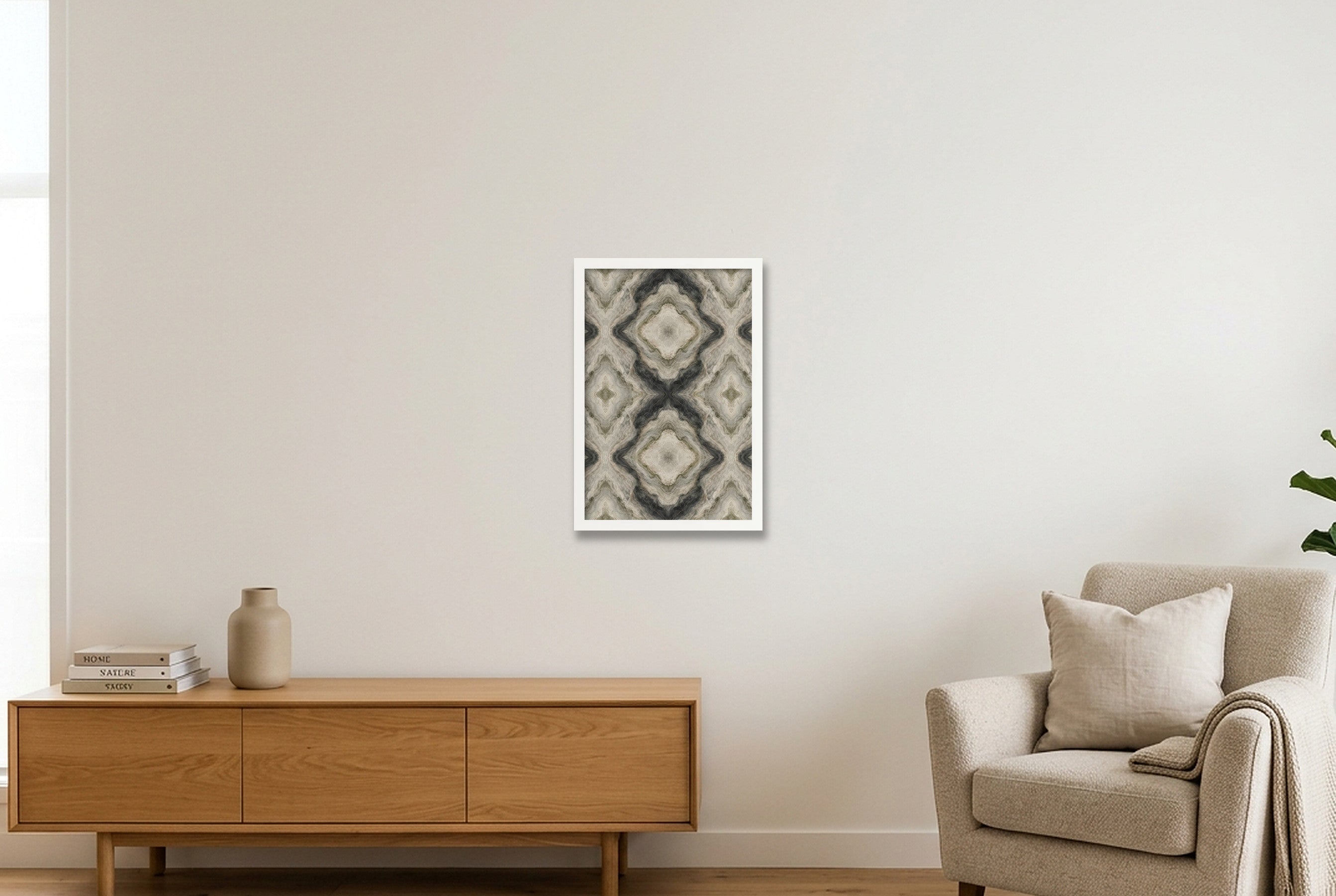 Sage Onyx Marble Water and Mineral — 30×45cm, 12×18" White Frame