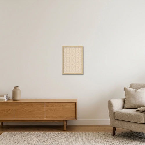African Elephant Wall Art, Neutral Earth-Tone Safari Giclée Print — Dune Path — A4 (21×30cm, 8×12") Oak Frame