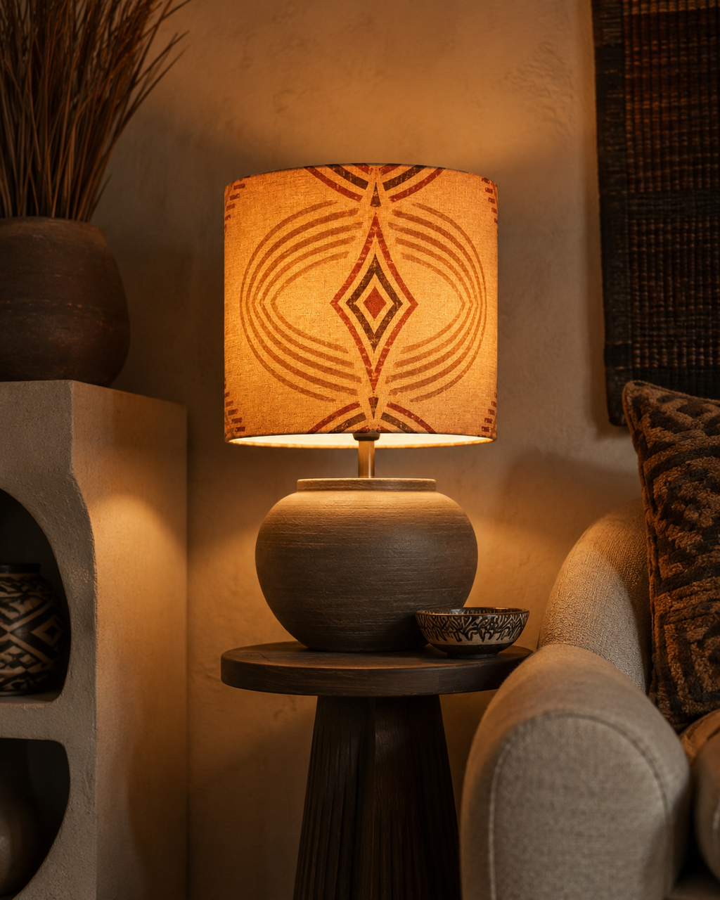 Zebra Rhythm Terracotta Junction — Drum Lamp Shade