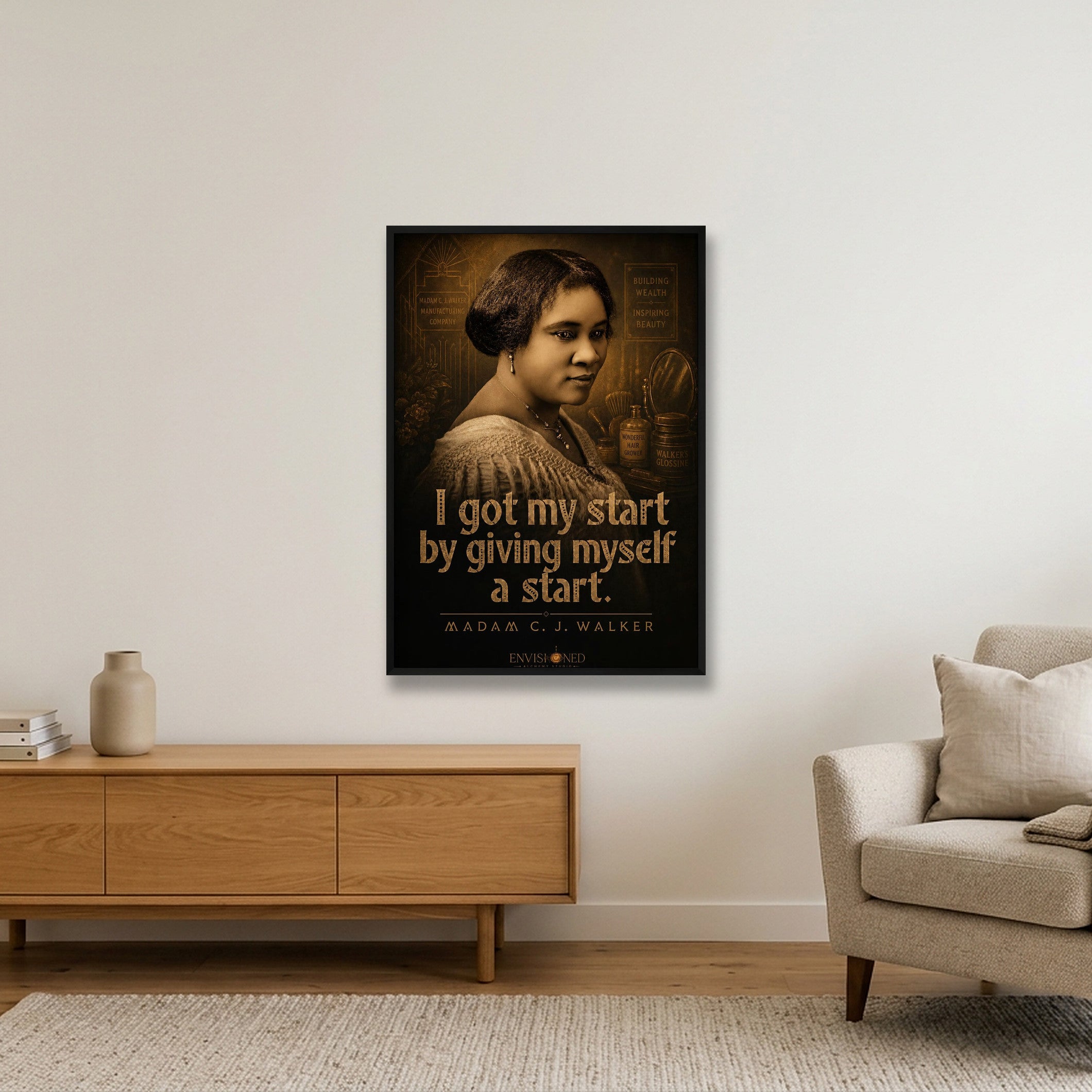 Madam_c_j_walker_Legacy_speaks — 70×100cm, 28×39" Black Frame