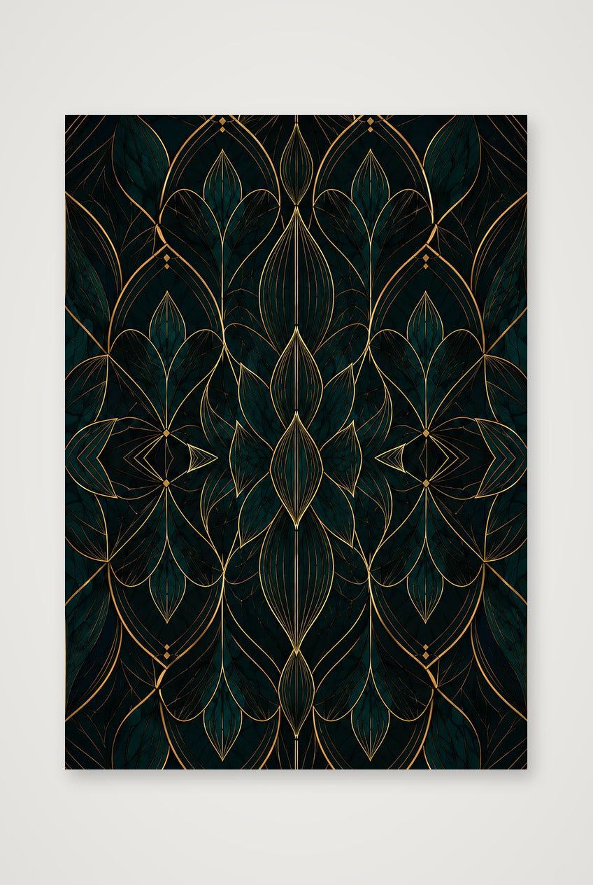 Teal Gold Lotus Botanical Archive — A4 (21×30cm, 8×12") Print only