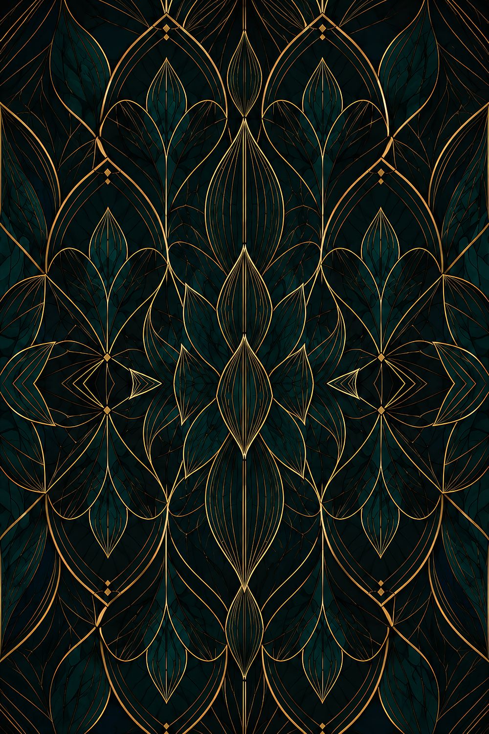 Teal Gold Lotus Botanical Archive