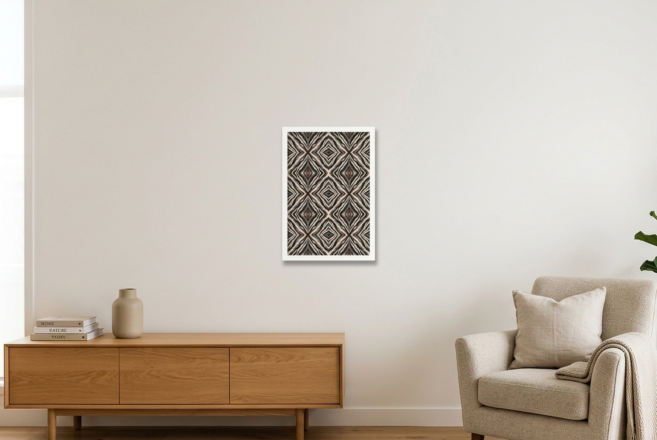 Zebra Stripes Animal Signal — 30×45cm, 12×18" White Frame