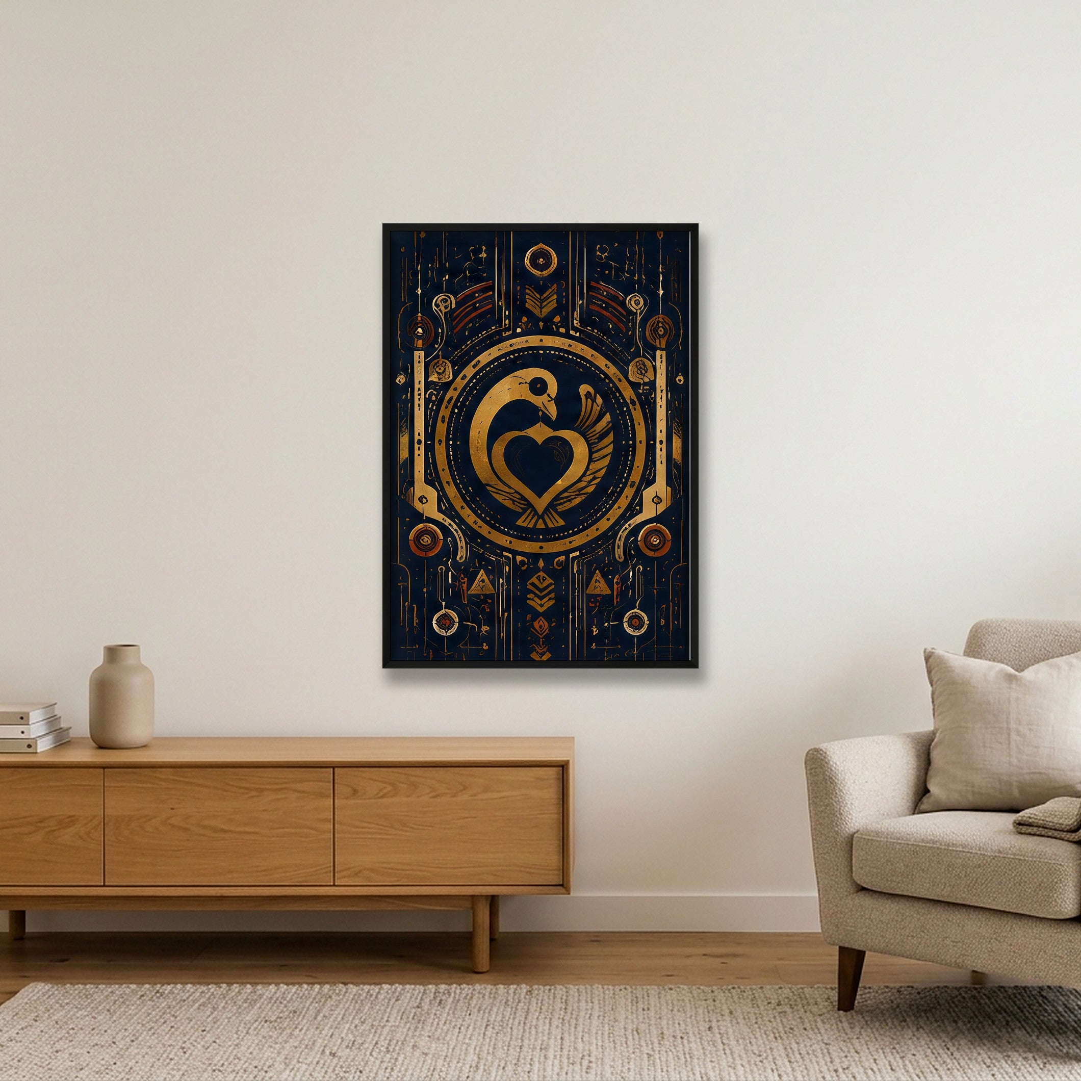 Sankofa Heart Symbol Afro Future Archive — 70×100cm, 28×39" Black Frame