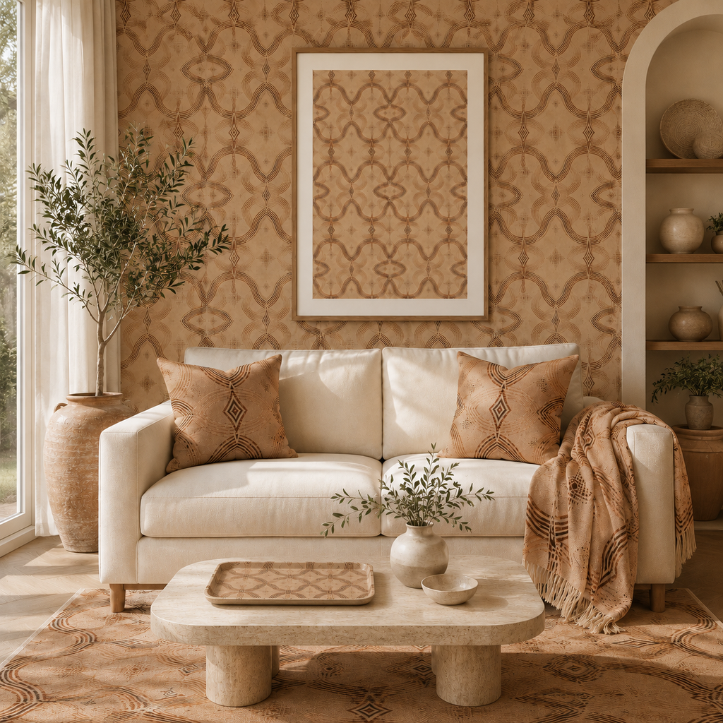 Zebra Rhythm – Terracotta Junction – Marbled Velvet Rug