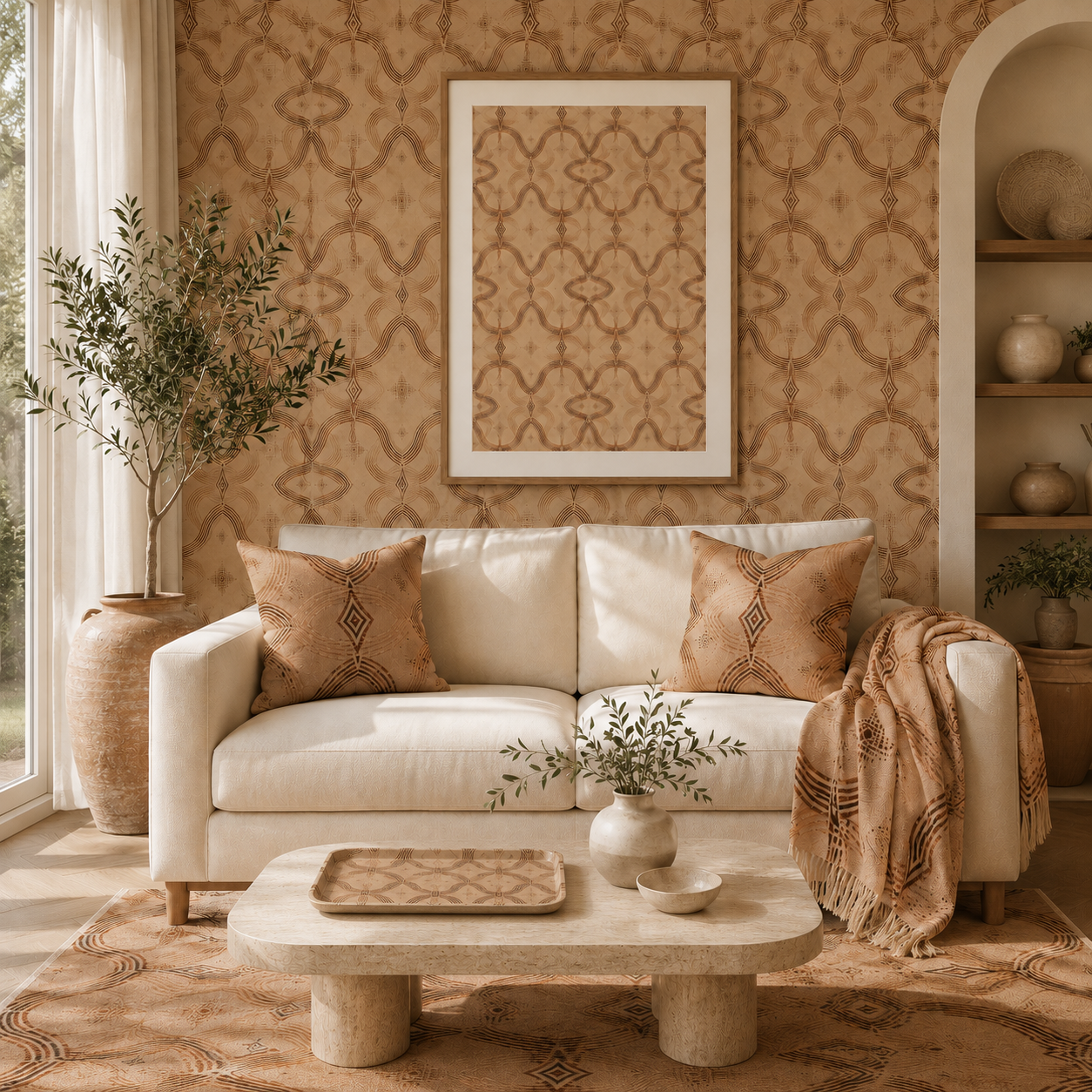 Zebra Rhythm – Terracotta Junction – Marbled Velvet Rug