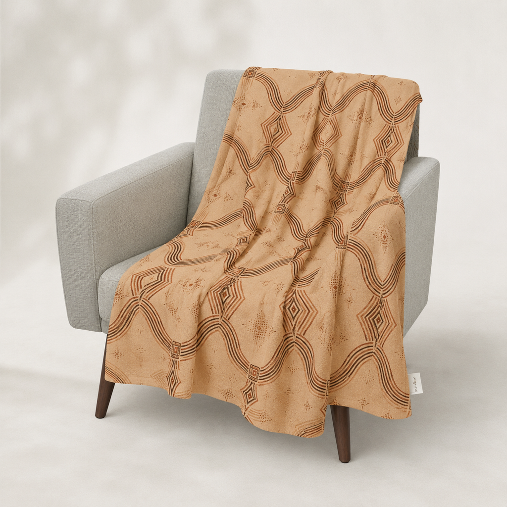 Zebra Rhythm Terracotta Junction — Luxury Cotton Throw