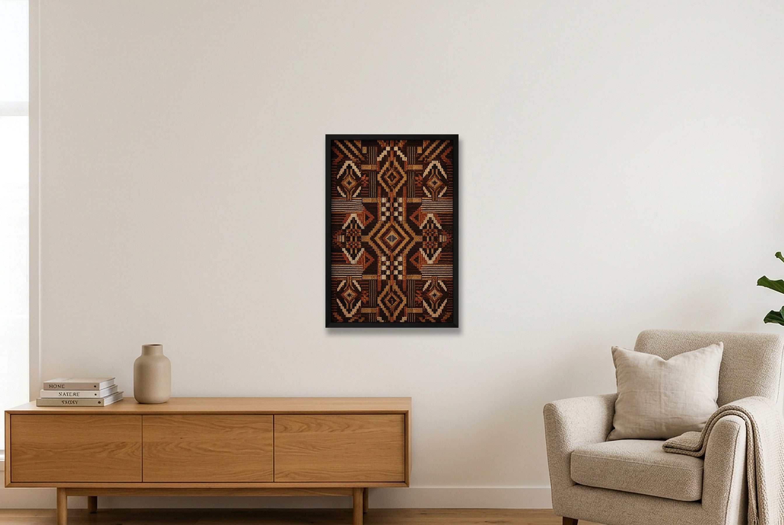 Copper Kente Heritage Weave — 40×60cm, 16×24" Black Frame