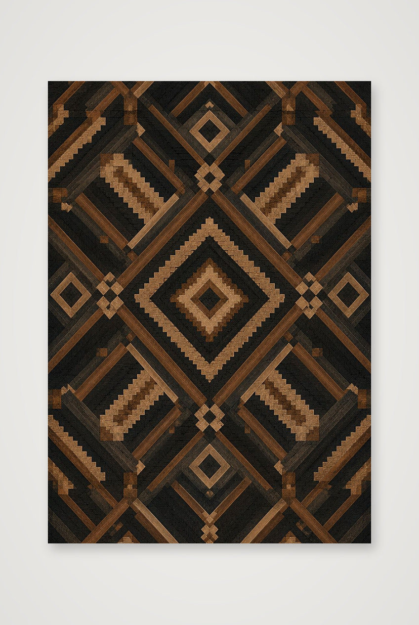 Night Kuba Heritage Weave — 70×100cm, 28×39" Print only