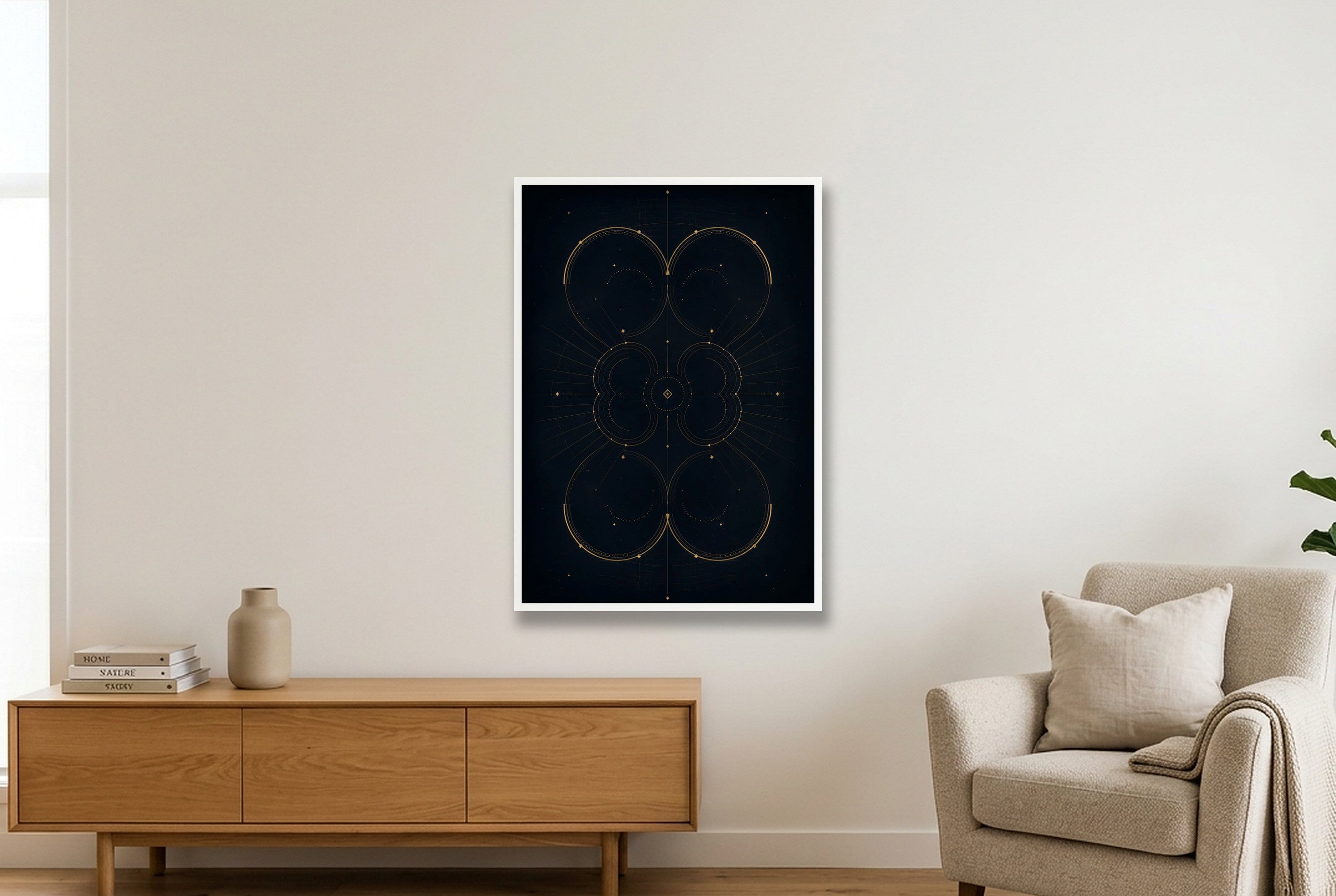 Obsidian Orbit Midnight Atlas — 70×100cm, 28×39" White Frame