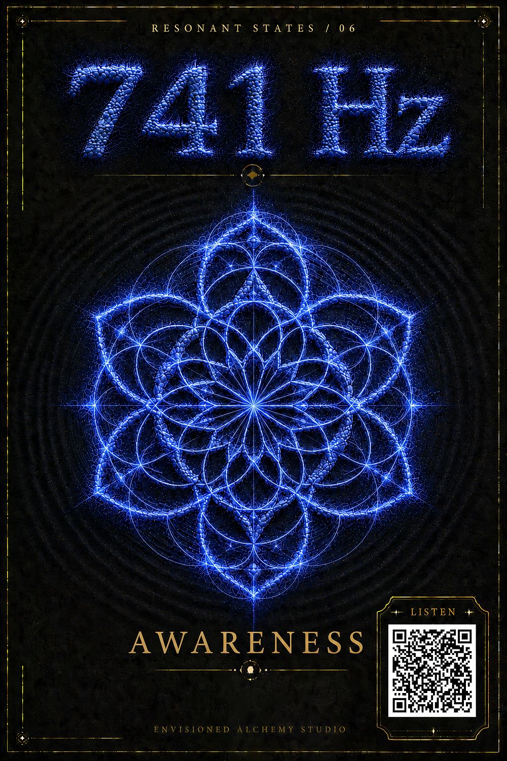741 Hz Resonant States Frequency Cymatic Fine Art Print