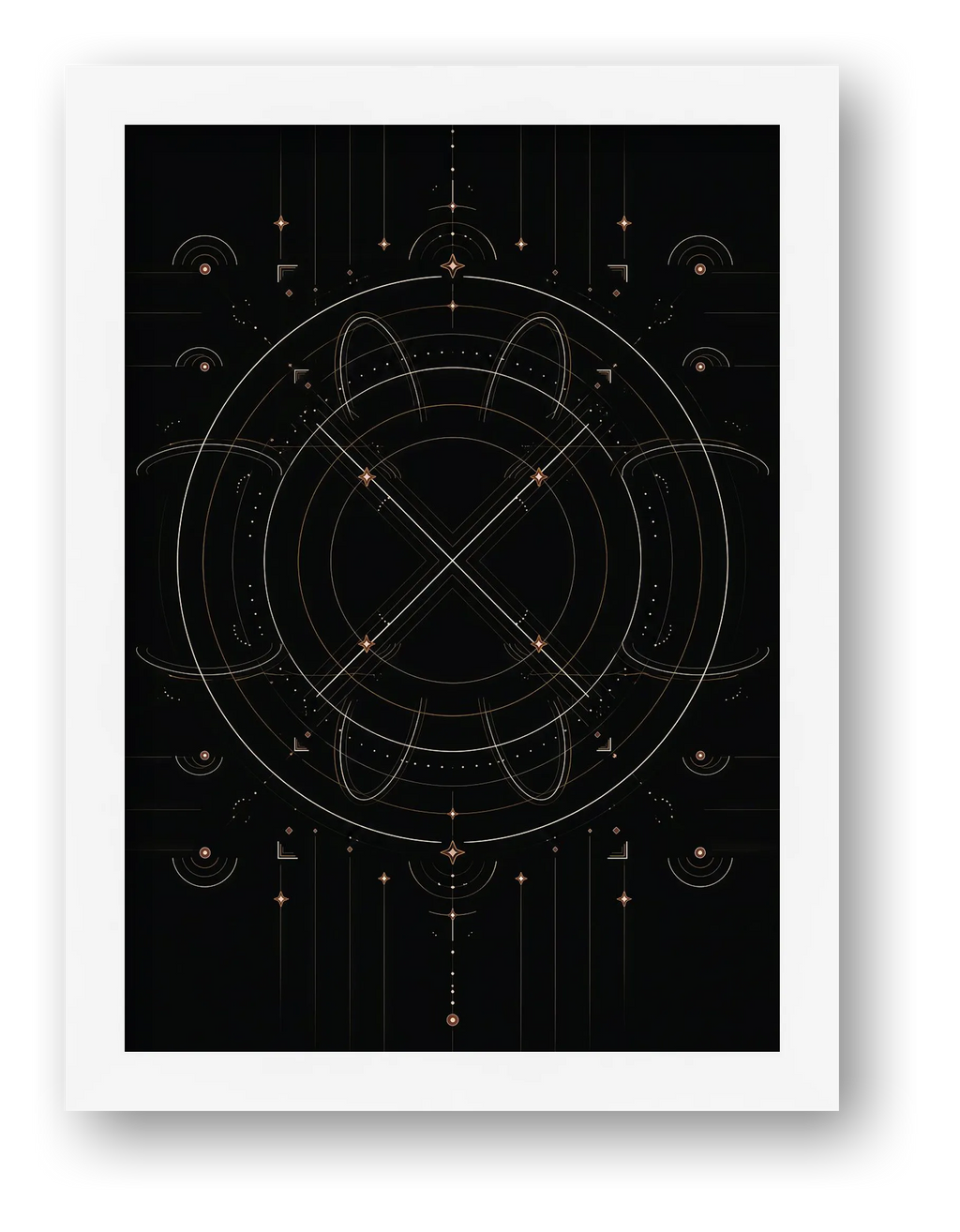 Solar Eclipse Wall Art, Black and Gold Celestial Giclée Print — Eclipse — framed