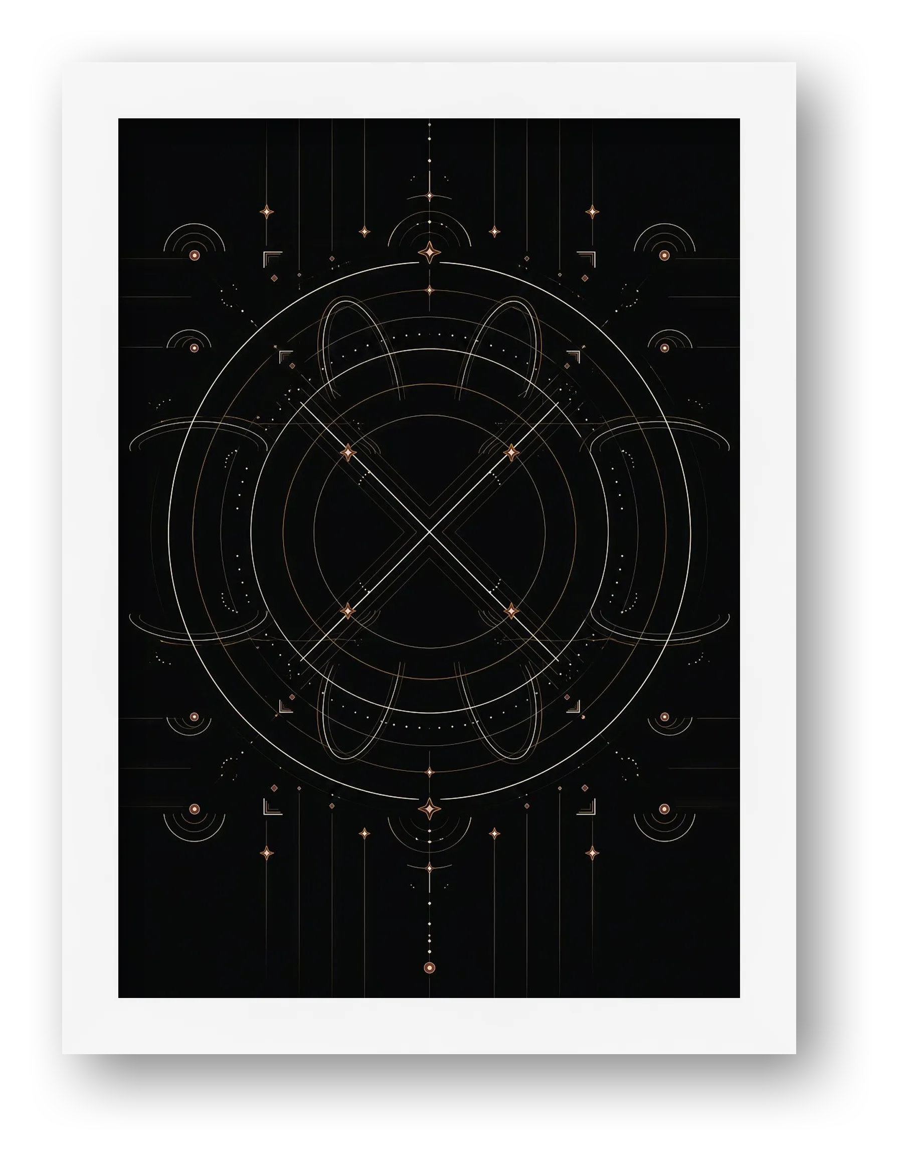 Solar Eclipse Wall Art, Black and Gold Celestial Giclée Print — Eclipse — framed