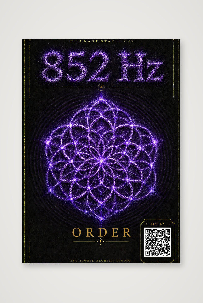 852 Hz Resonant States Frequency Cymatic Fine Art Print — A4 (21×30cm, 8×12") Print only