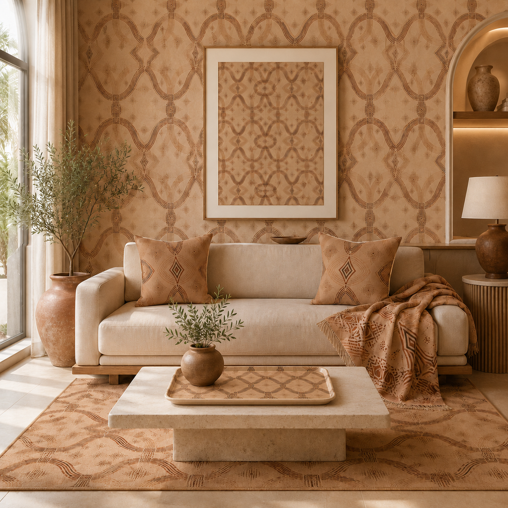 Zebra Rhythm – Terracotta Junction – Marbled Velvet Rug