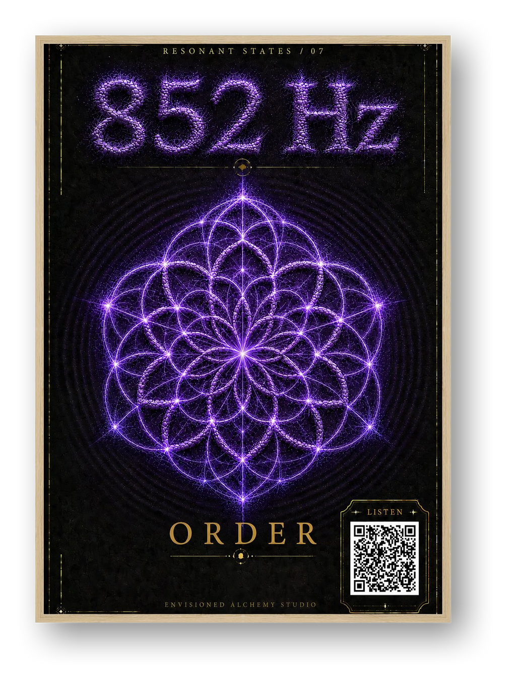852 Hz Resonant States Frequency Cymatic Fine Art Print — framed