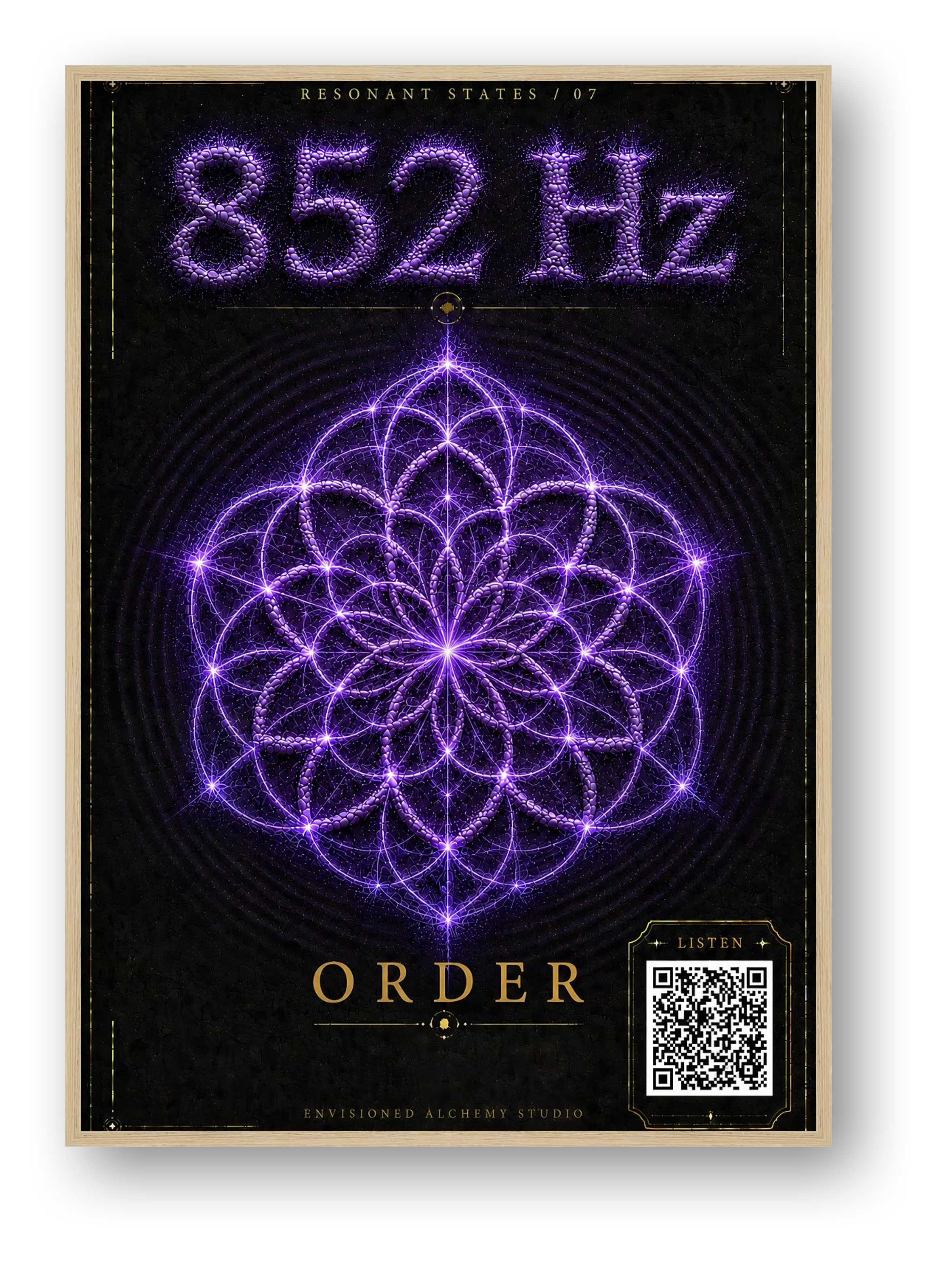 852 Hz Resonant States Frequency Cymatic Fine Art Print — framed