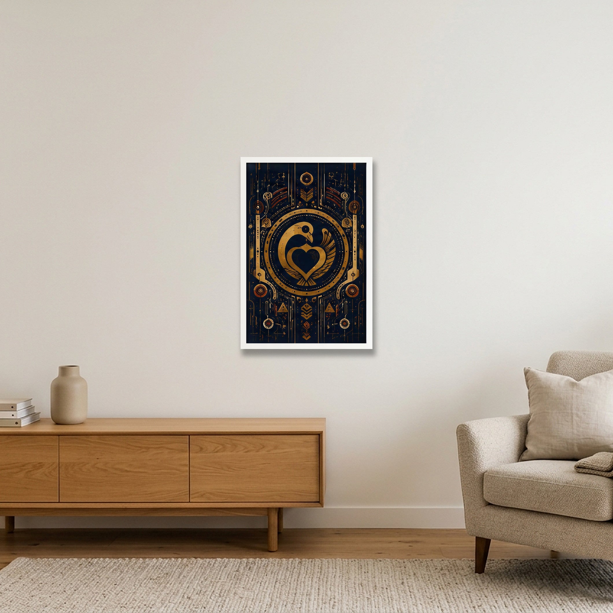 Sankofa Heart Symbol Afro Future Archive — 40×60cm, 16×24" White Frame