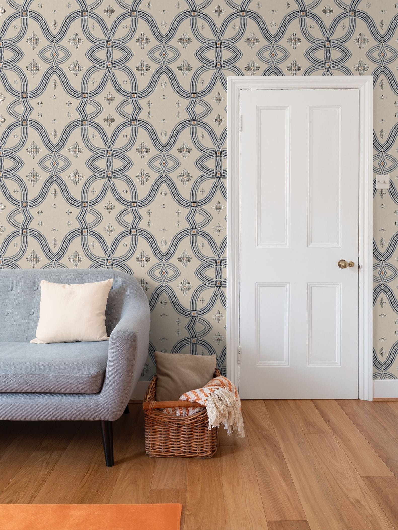 Zebra Rhythm – Indigo Weave – Wallpaper