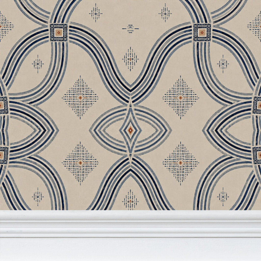 Zebra Rhythm – Indigo Weave – Wallpaper