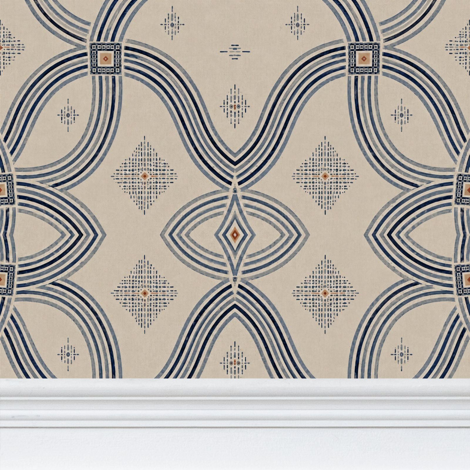 Zebra Rhythm – Indigo Weave – Wallpaper