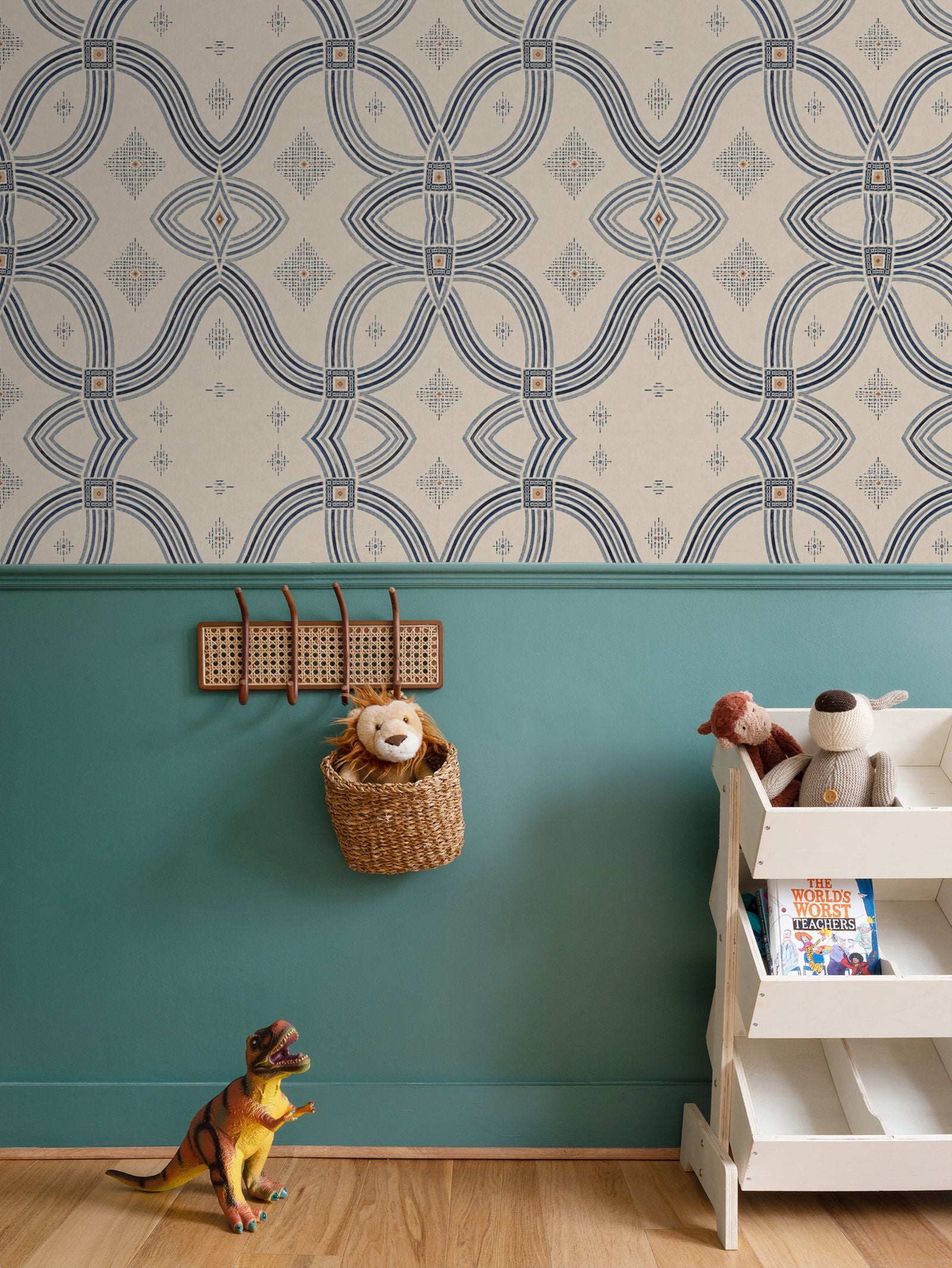 Zebra Rhythm – Indigo Weave – Wallpaper