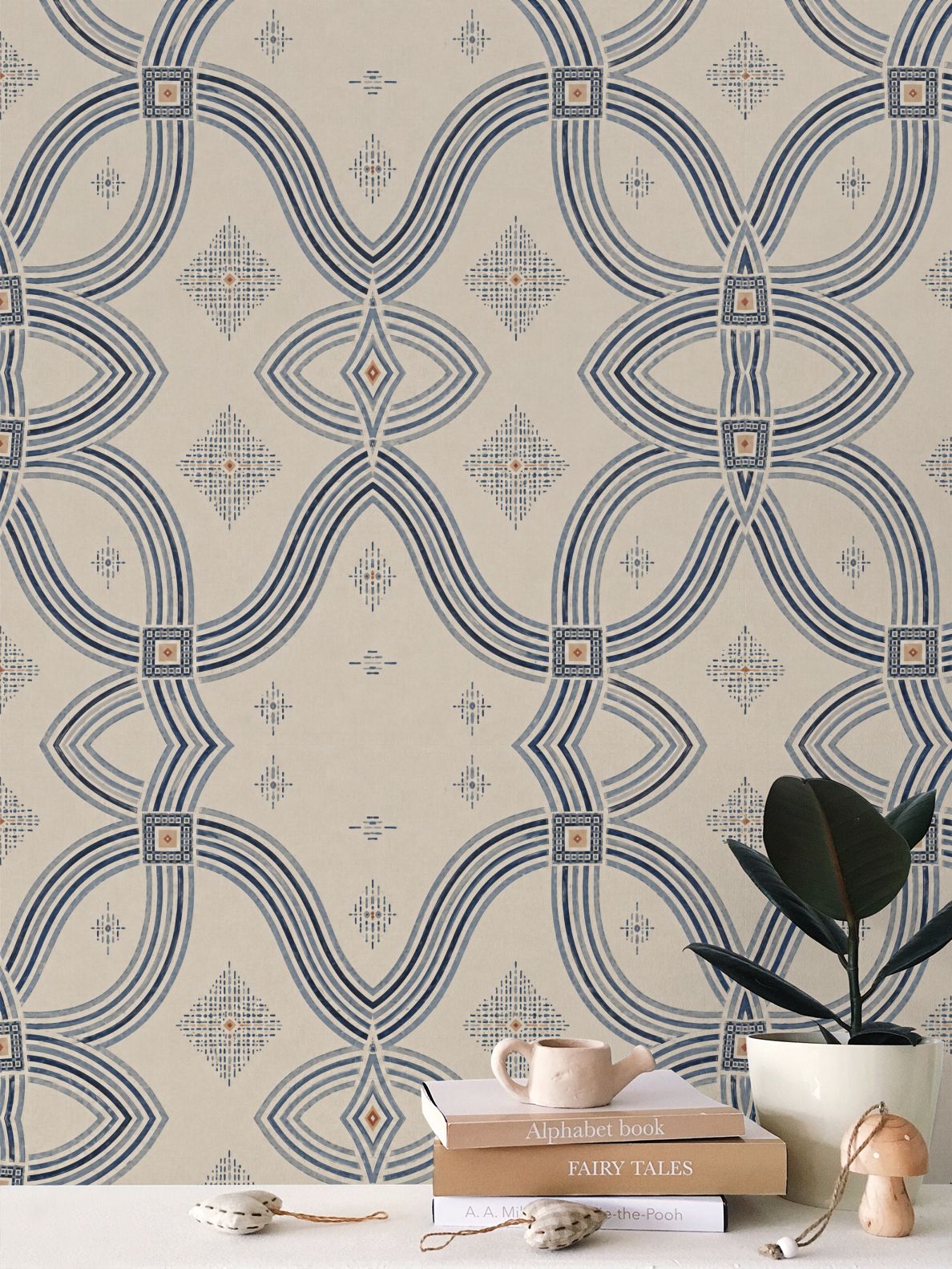 Zebra Rhythm – Indigo Weave – Wallpaper