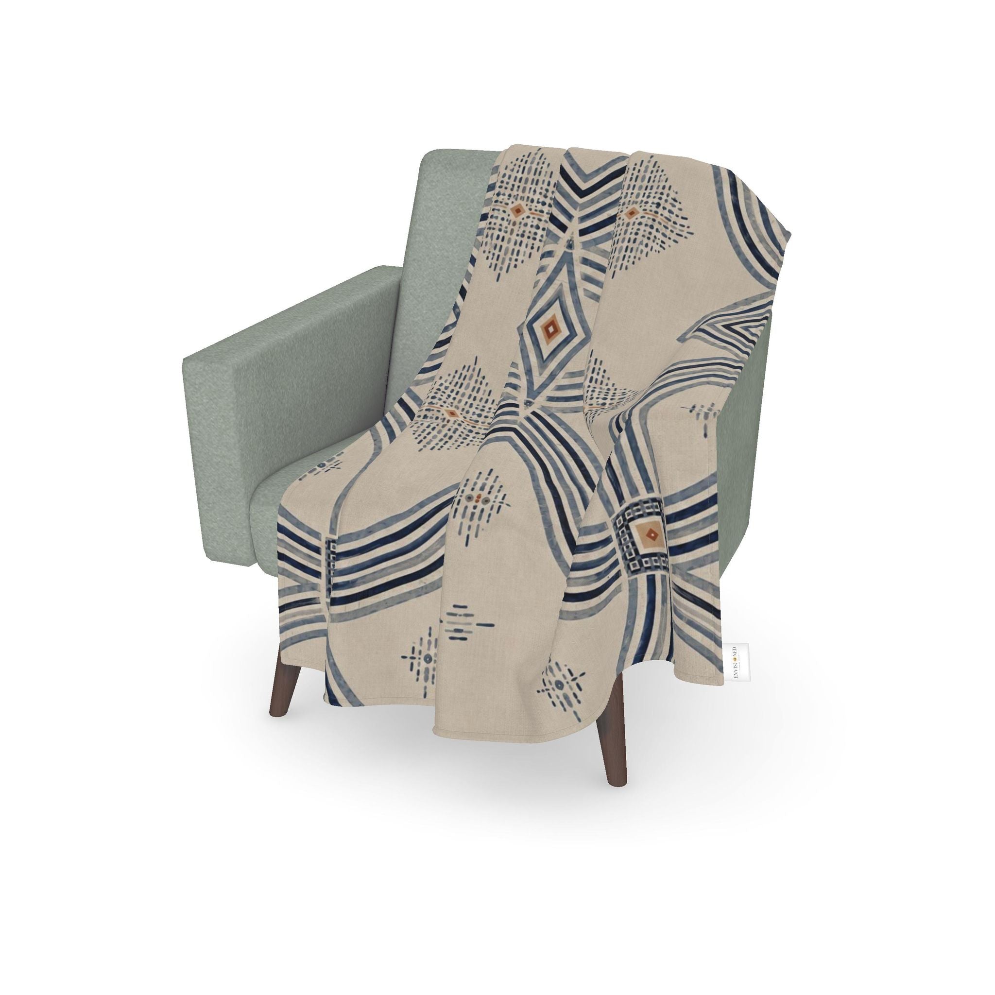 Zebra Rhythm – Indigo Weave – Cotton Throw