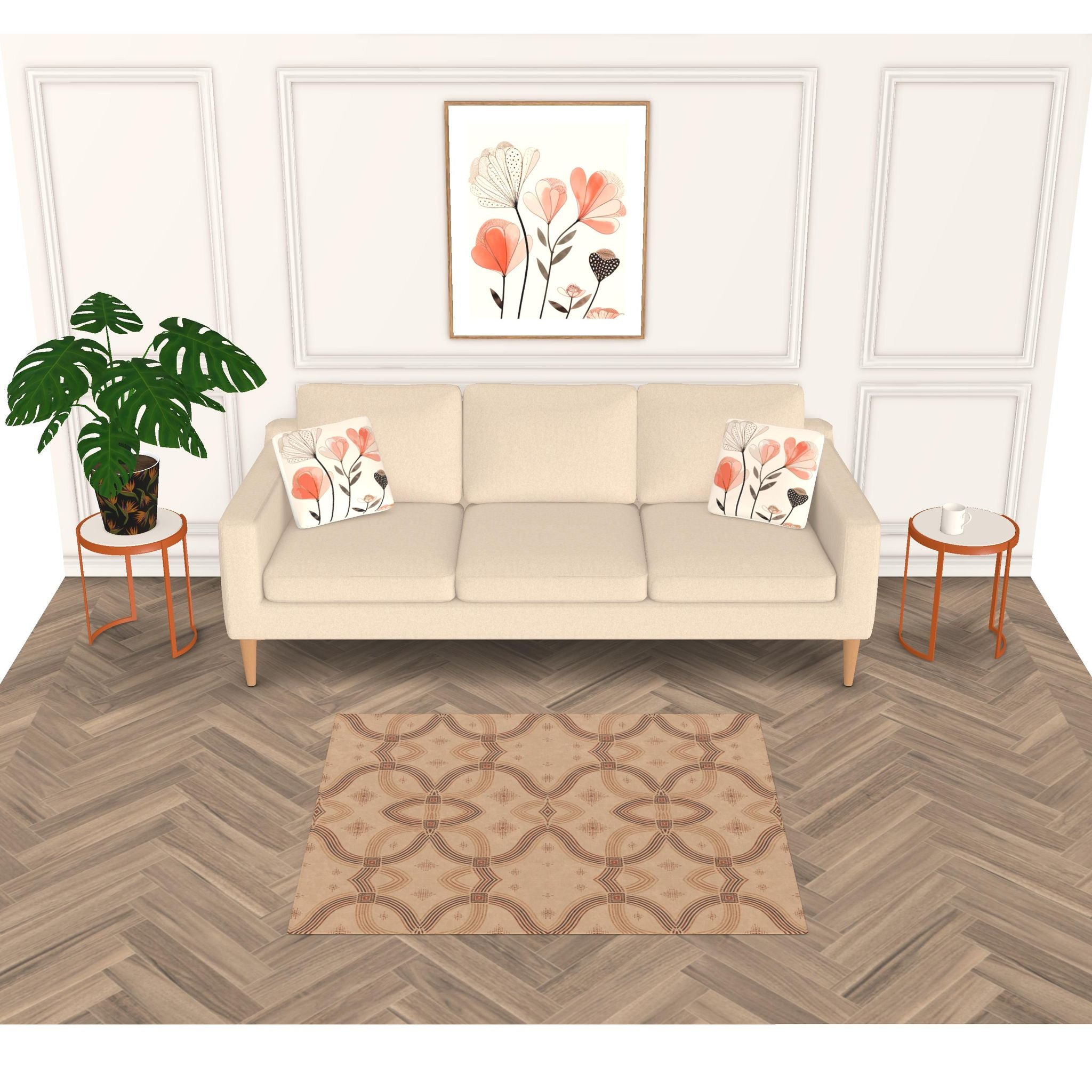 Zebra Rhythm – Terracotta Junction – Marbled Velvet Rug
