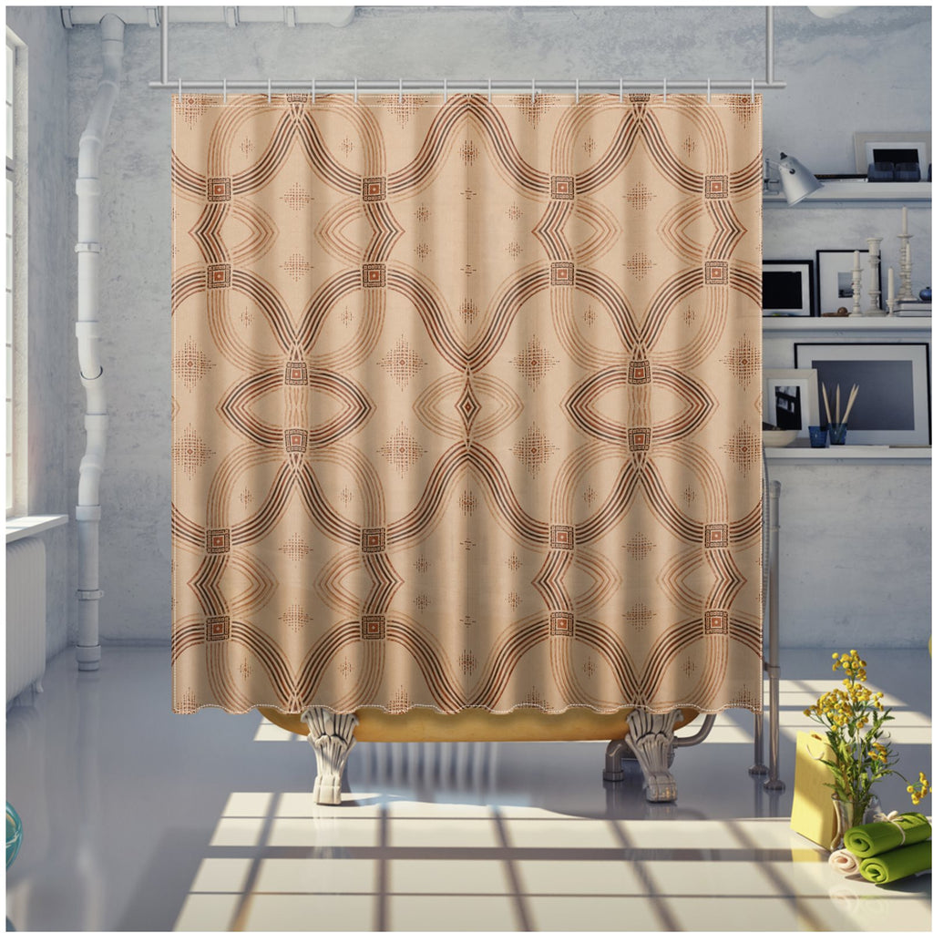 Zebra Rhythm Terracotta Junction — Shower Curtain