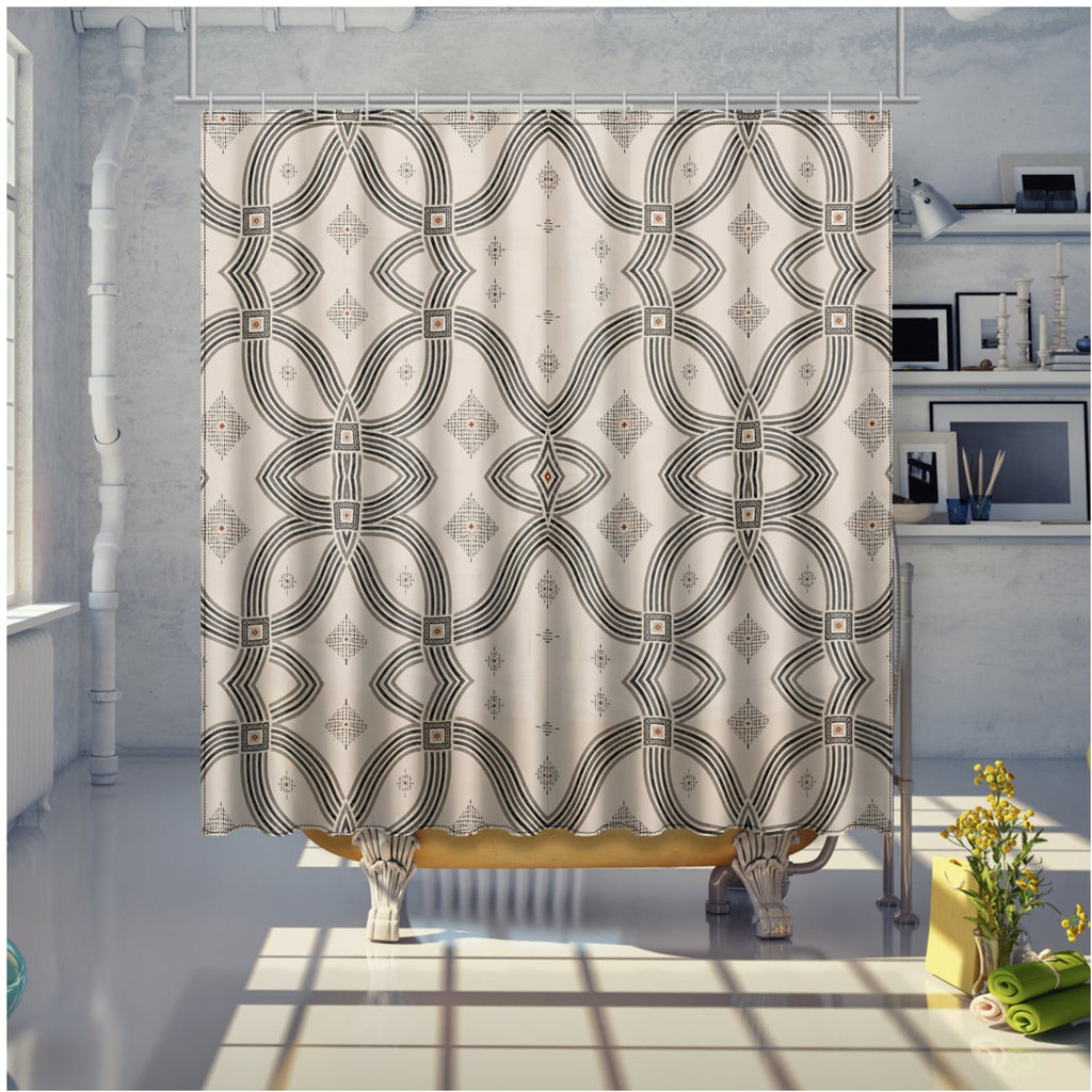 Zebra Rhythm – Monochrome Loom – Shower Curtain