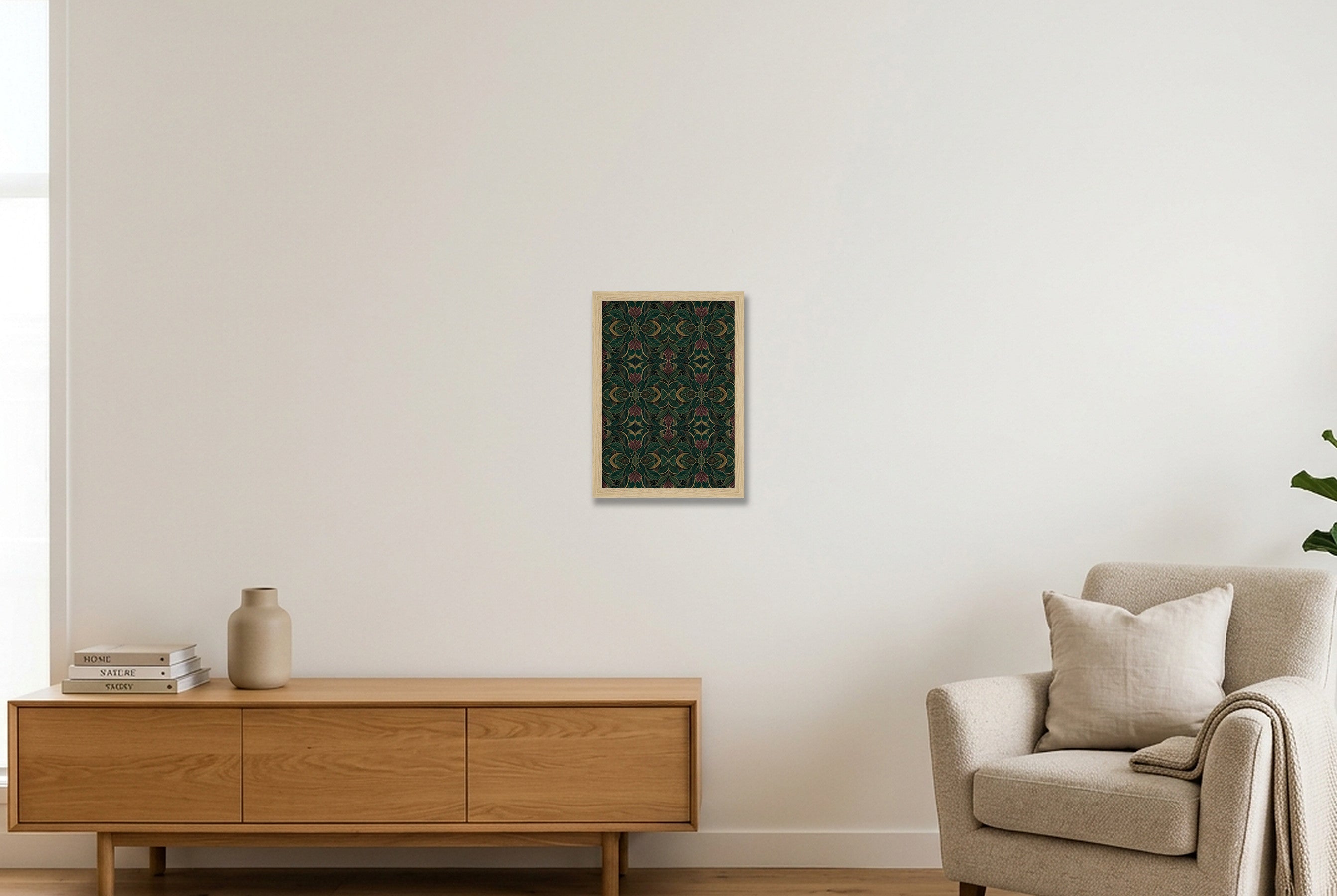Emerald Plum Botanical Archive — A4 (21×30cm, 8×12") Oak Frame