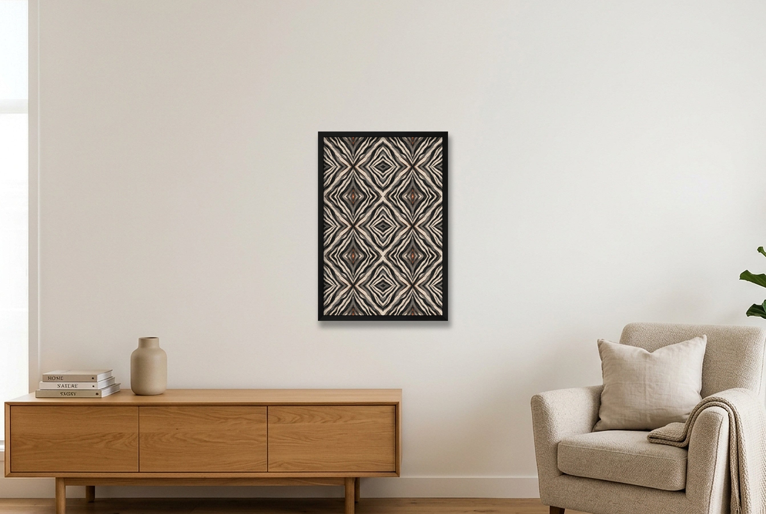 Zebra Stripes Animal Signal — 40×60cm, 16×24" Black Frame