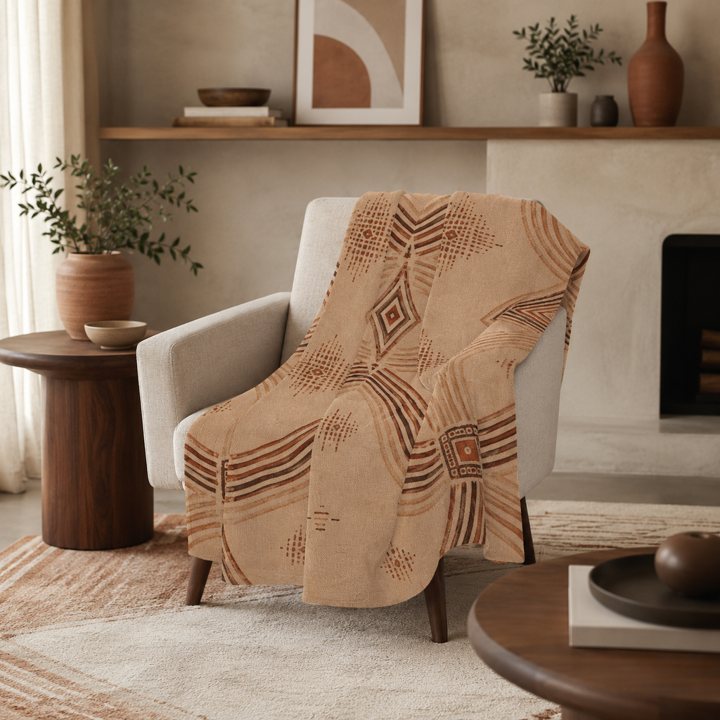 Zebra Rhythm Terracotta Junction — Luxury Cotton Throw