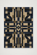 Indigo Blue African Geometric Wall Art, Gold Textile Giclée Print — Indigo Geometric — A4 (21×30cm, 8×12") Print only